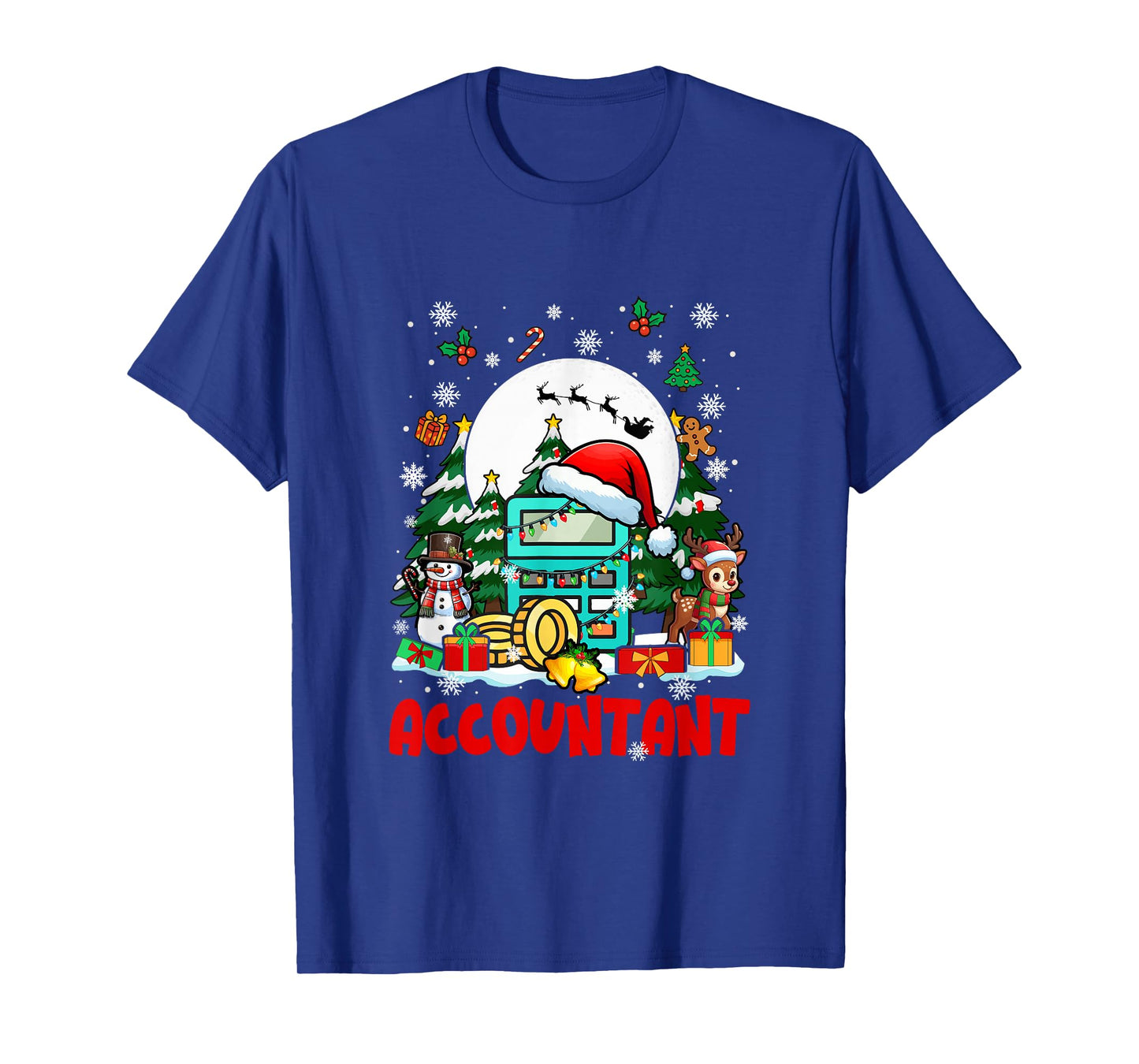 Accountant Job Tools Santa Snowmen Reindeer Christmas Trees T-Shirt