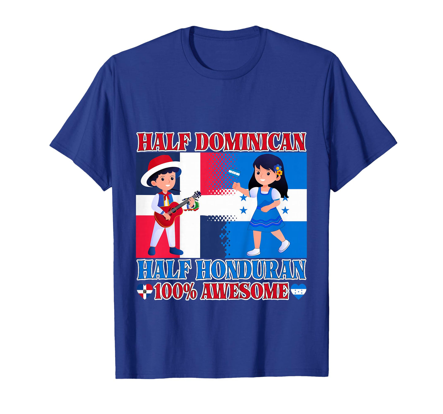 Half Honduran Half Dominican Republic Flag Toddler Girl Boy T-Shirt