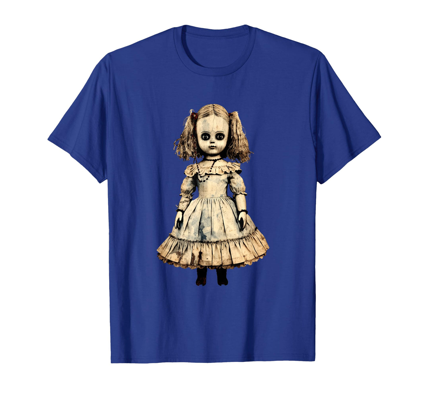 Vintage Creepy Horror Doll Supernatural Goth Haunted Doll T-Shirt, Small, Black