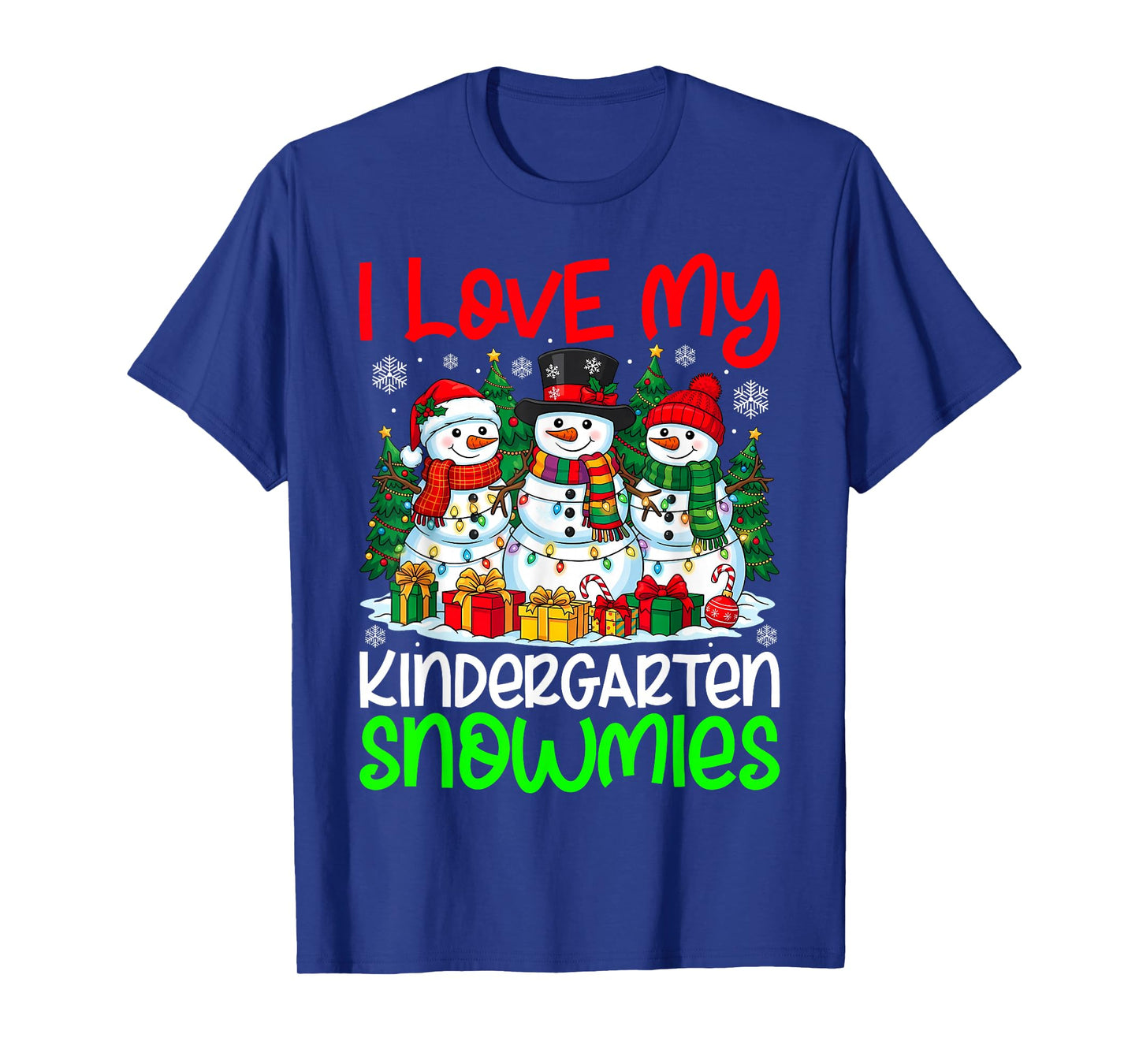 I Love My Kindergarten Snowmies Christmas Teacher Xmas T-Shirt