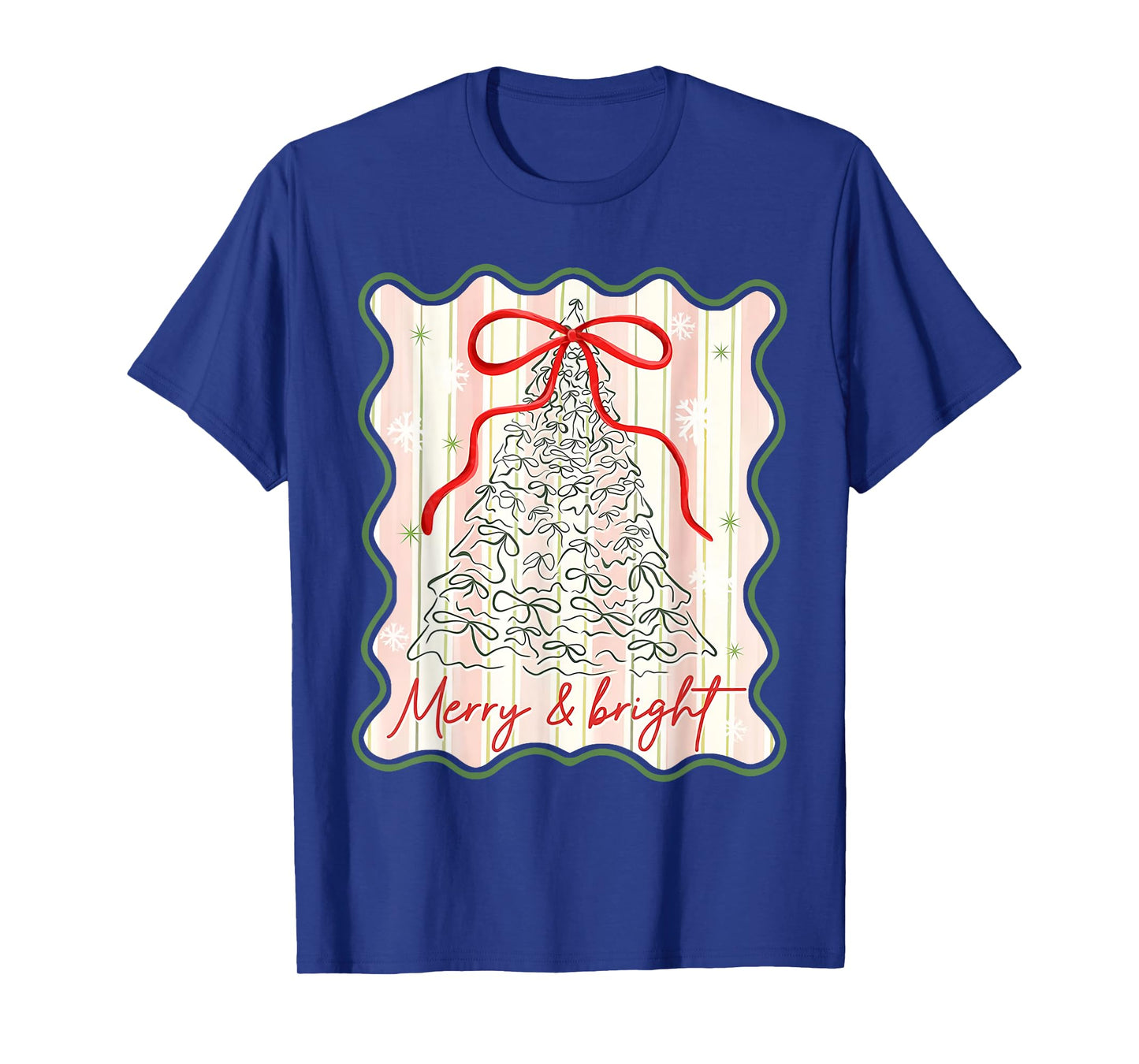 Merry & Bright Coquette Bow Christmas Xmas Pajamas Holiday T-Shirt