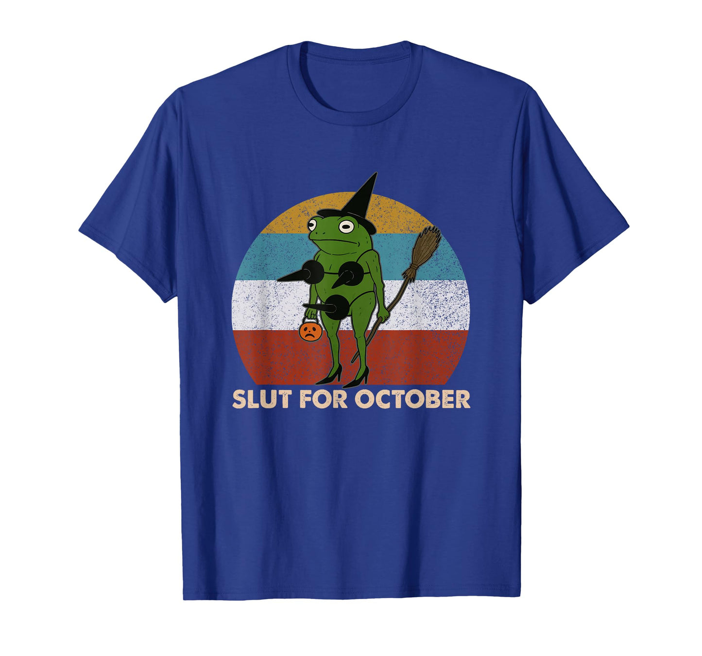 Slut for October Witchy Frog Halloween Spooky Frog Meme T-Shirt