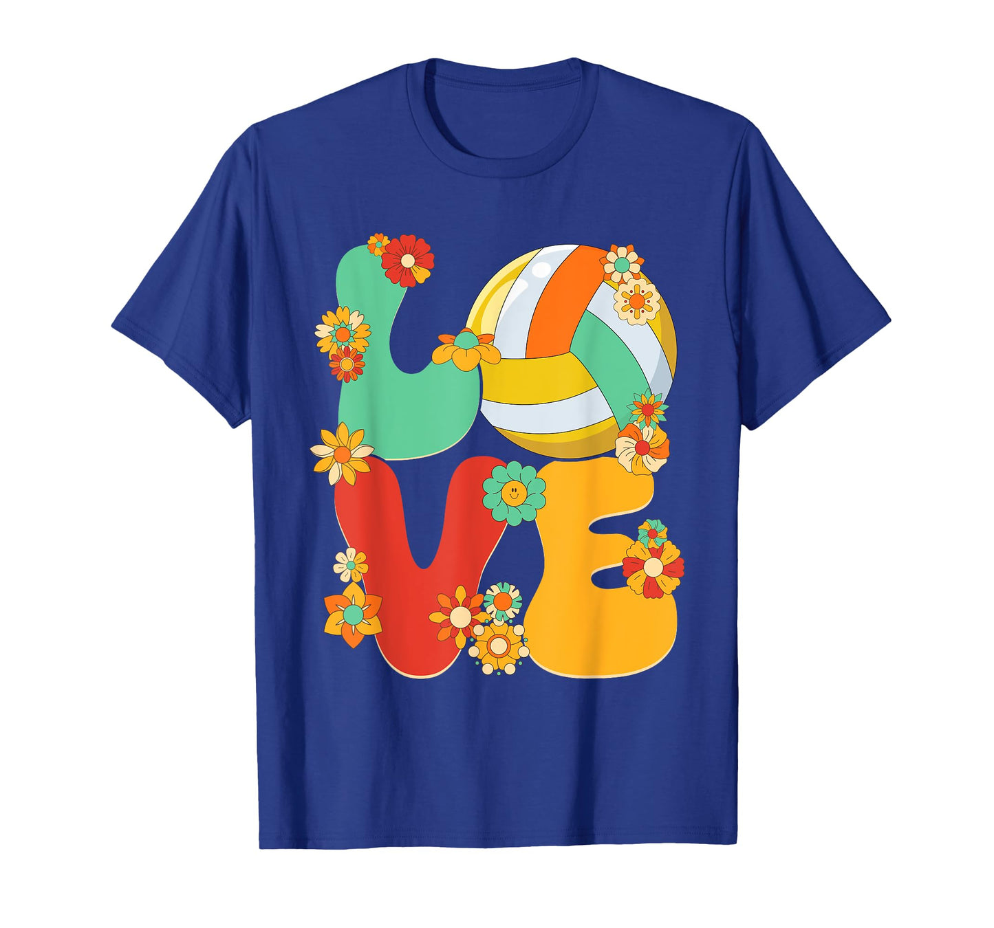 Volleyball Love Shirt Groovy Flower Volleyball Lover Girls T-Shirt