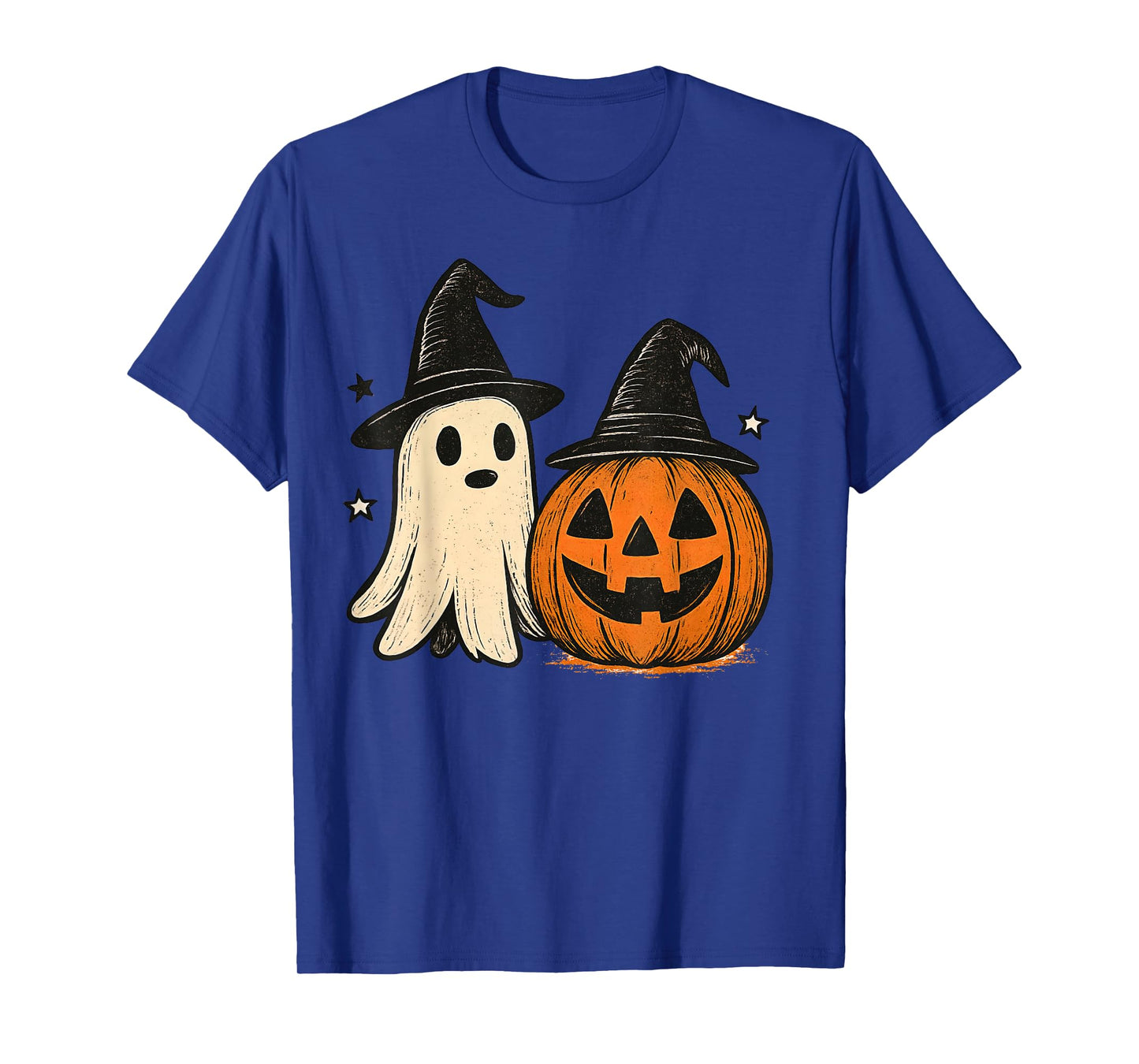 Cute Ghost and Pumpkin Halloween Witch Hat T-Shirt