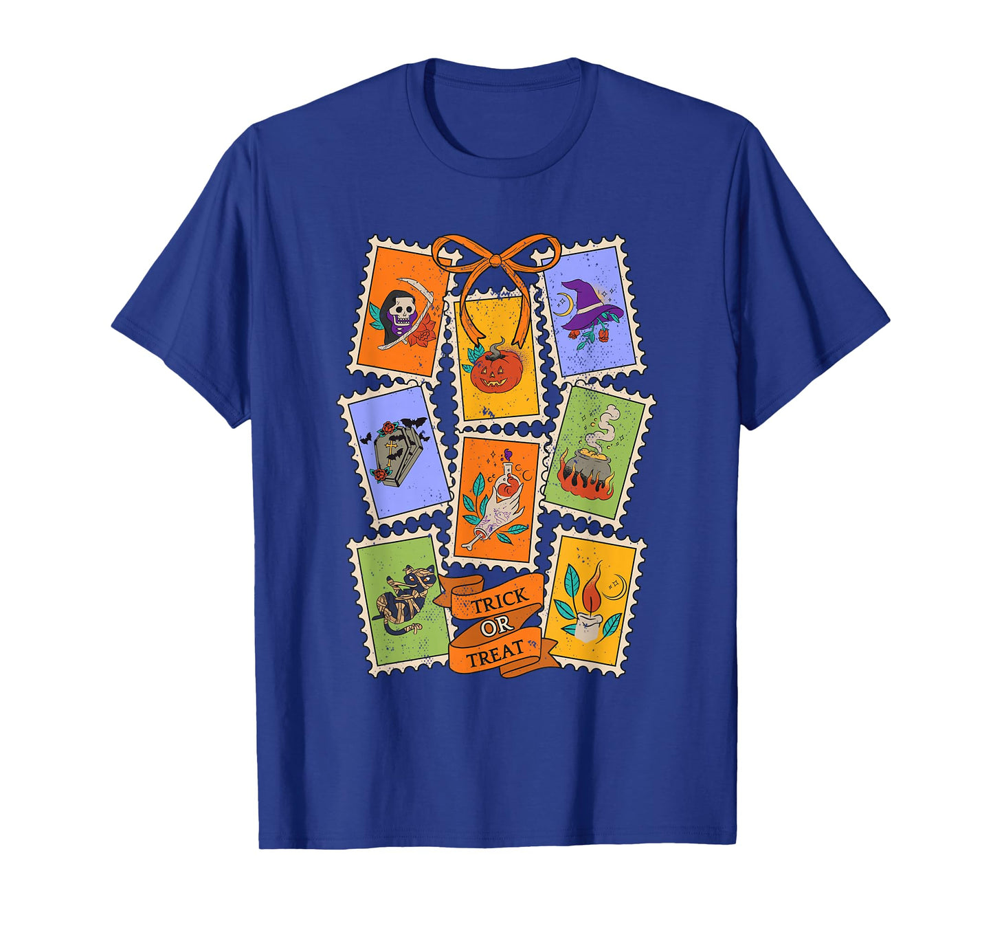 Halloween Stamp Icons Trick Or Treat Party Kids Men Womens T-Shirt