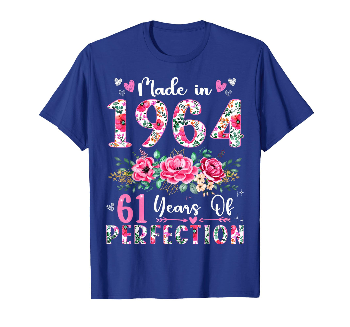 61 Year Old Made In 1964 Floral 61th Birthday Women T-Shirt