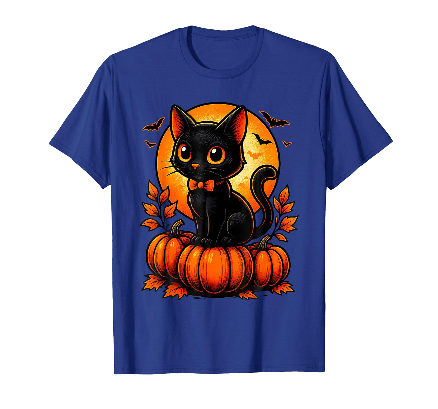 Retro Black Cat Pumpkin Halloween Costume Fall Autumn Season T-Shirt