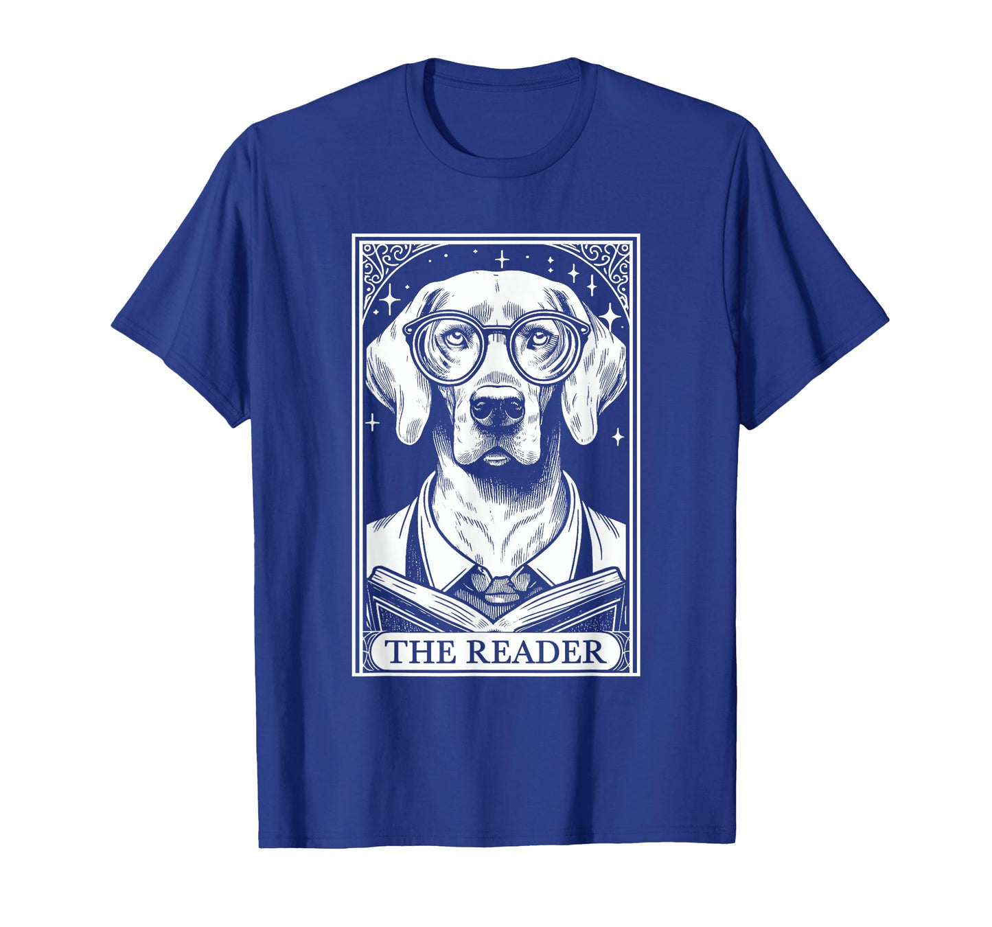 Tarot Card Vintage Weimaraner Dog Book Lover The Reader T-Shirt