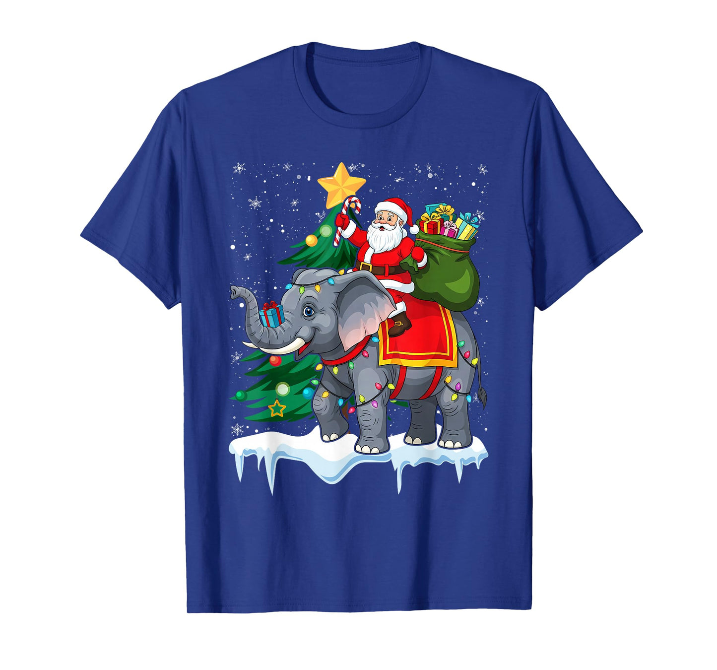 Santa Riding Elephant Ugly Xmas Snow Winter Weird Christmas T-Shirt