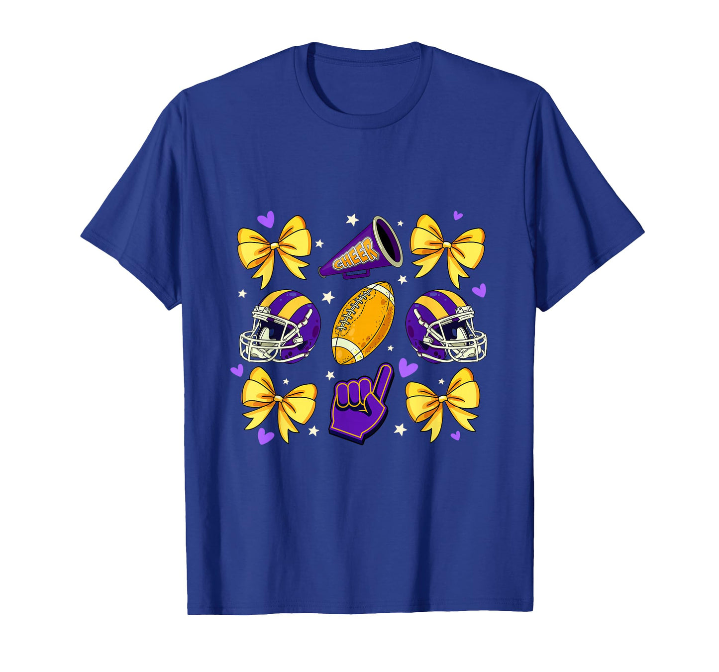 Football Cheer Mom Sister Coquette Bow Game Day Purple Women T-Shirt