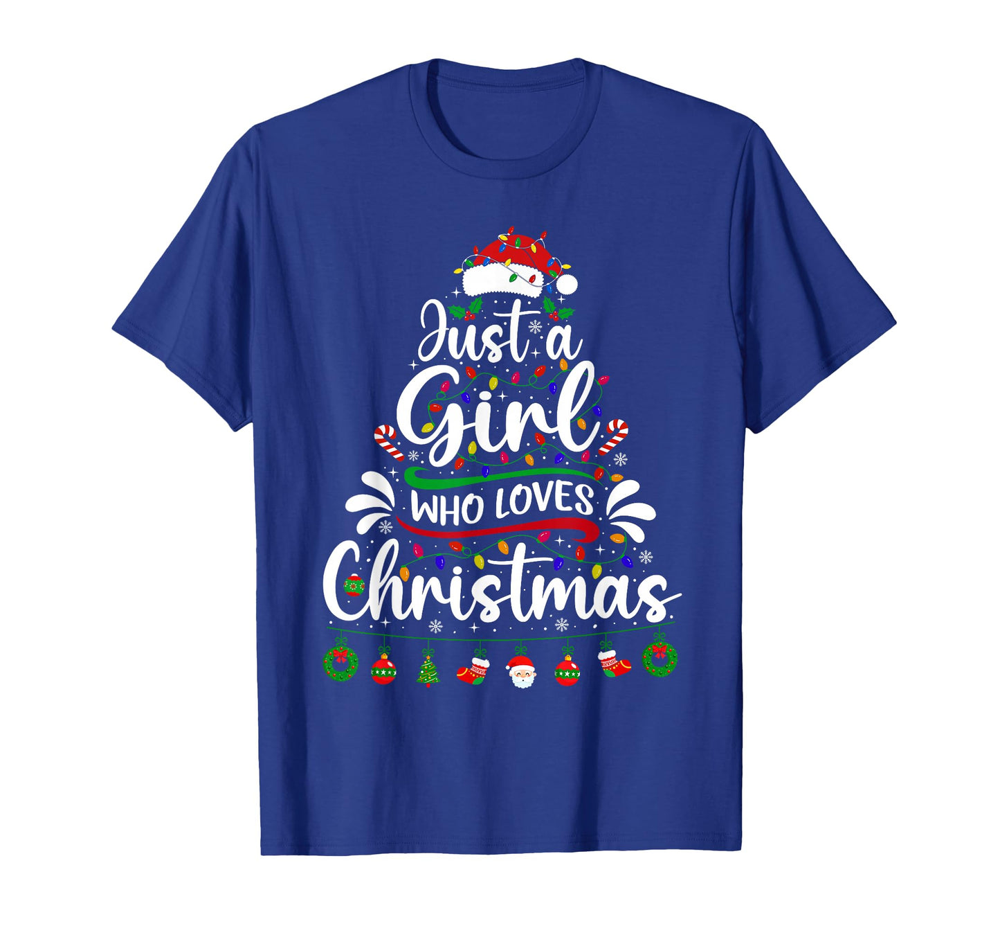 Just A Girl Who Loves Christmas Tree Lights Xmas Pajamas T-Shirt
