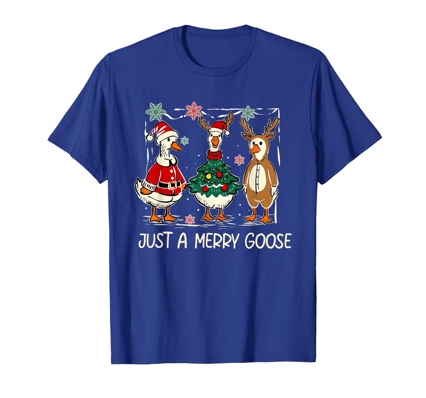 Retro Just A Merry Goose Funny Cute Goose Lovers Merry Xmas T-Shirt