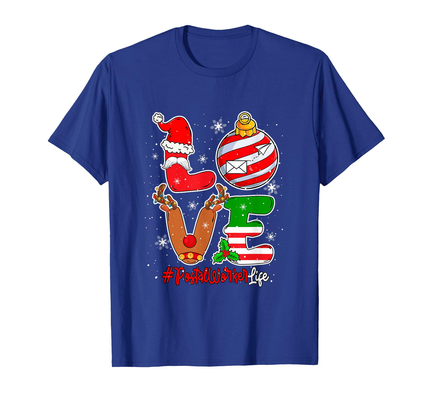 Love Postal Worker Christmas Santa Reindeer Costume Job Team T-Shirt
