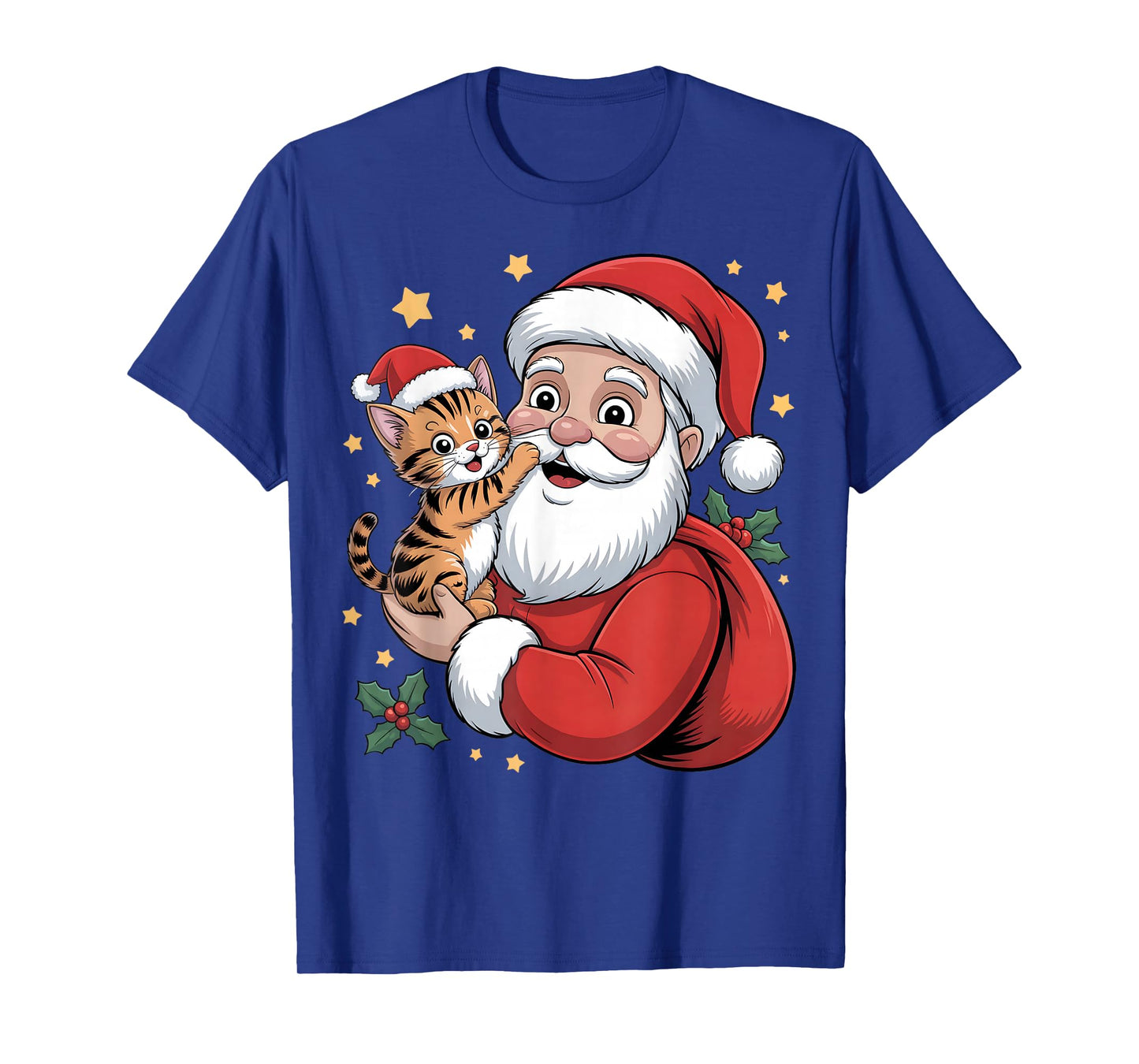 Cute Cat Santa Christmas Holiday Cartoon Funny Women's Gift T-Shirt