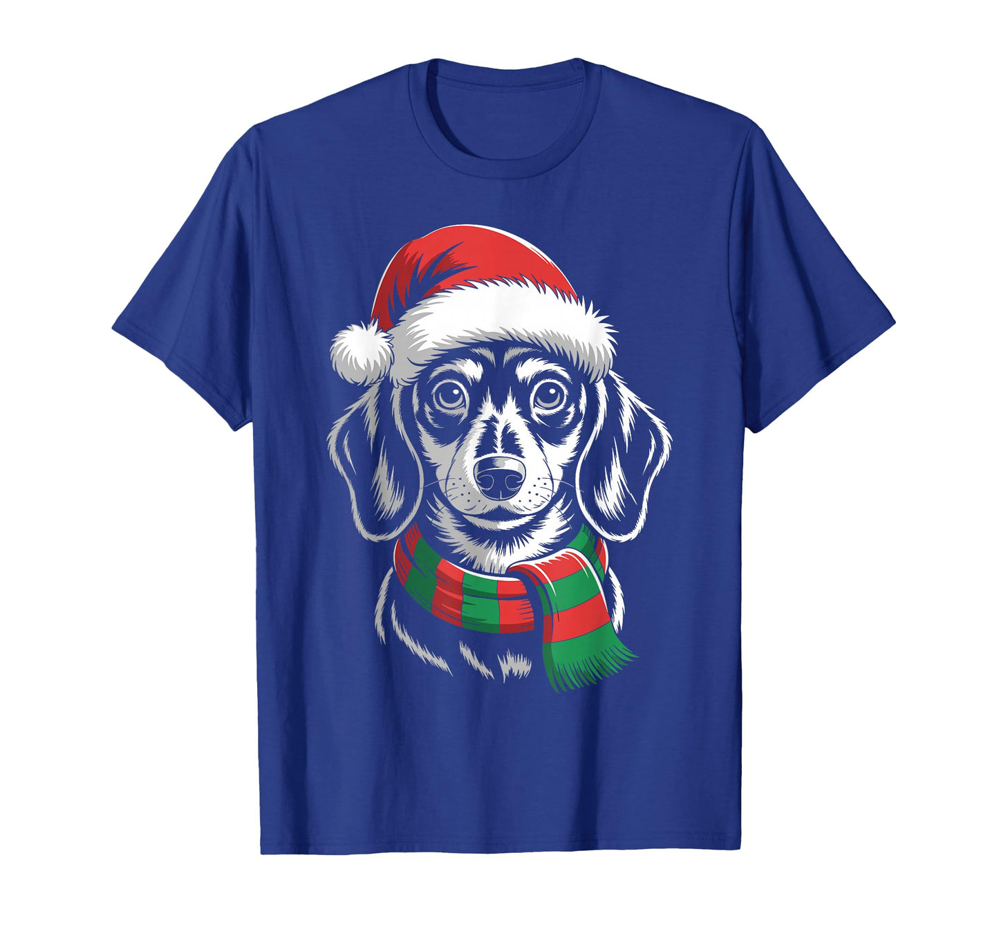 Dachshund Dog Xmas Santa Hat Scarf Christmas Costume T-Shirt