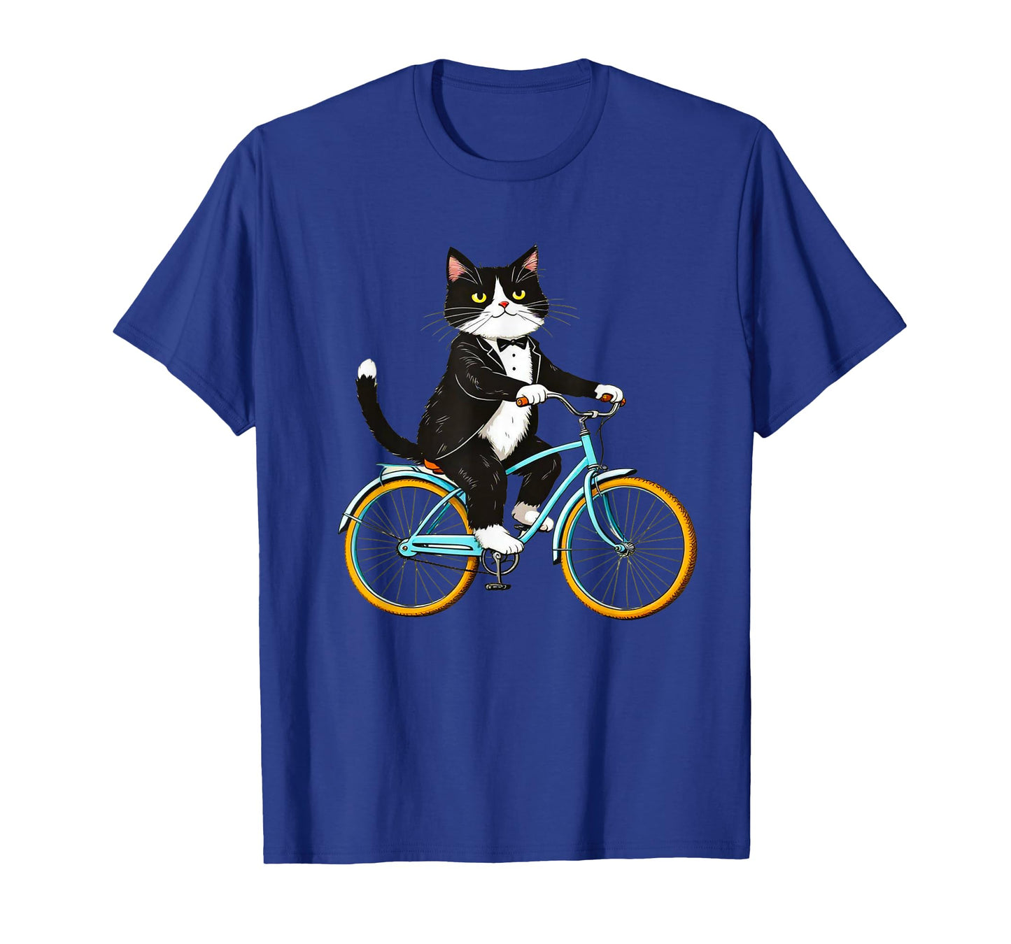 Tuxedo Cat Riding Bike Funny Vintage Animal Lover T-Shirt