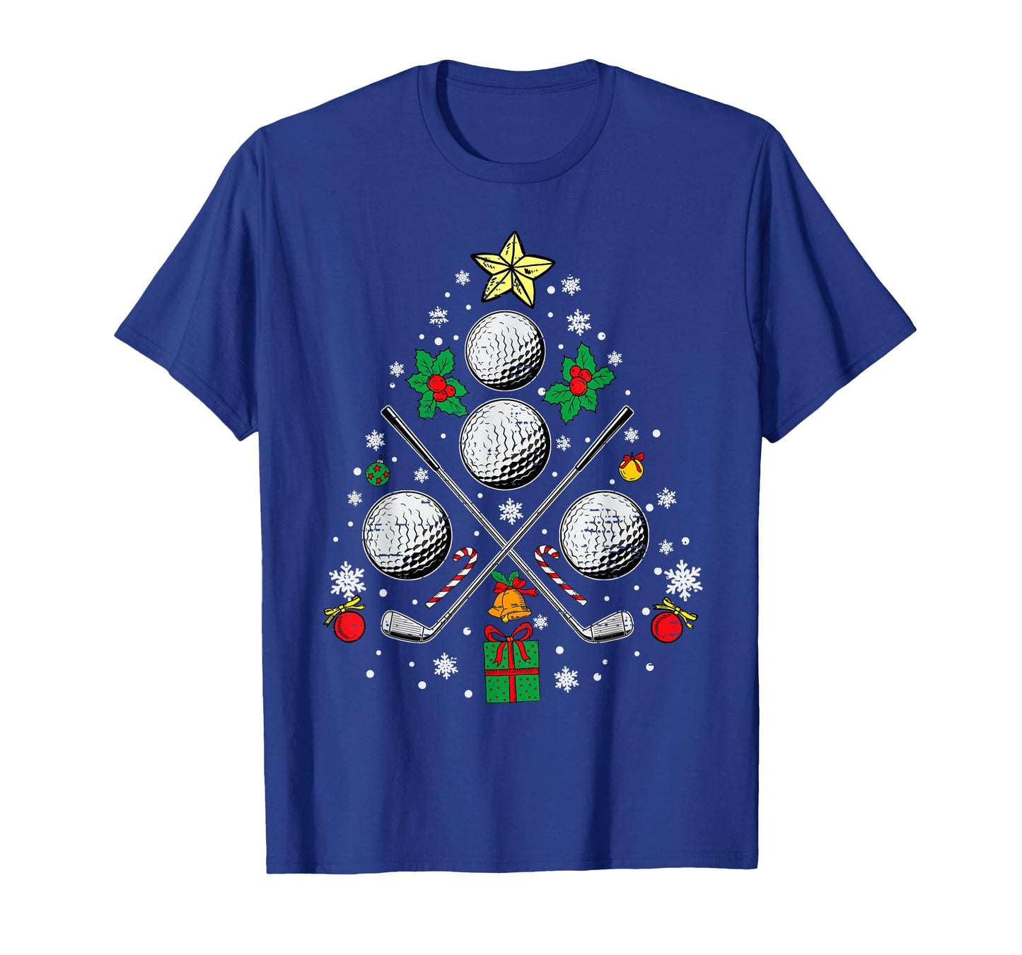 Golf Christmas Tree Light Pajama Golfer Xmas Men Women Kids T-Shirt