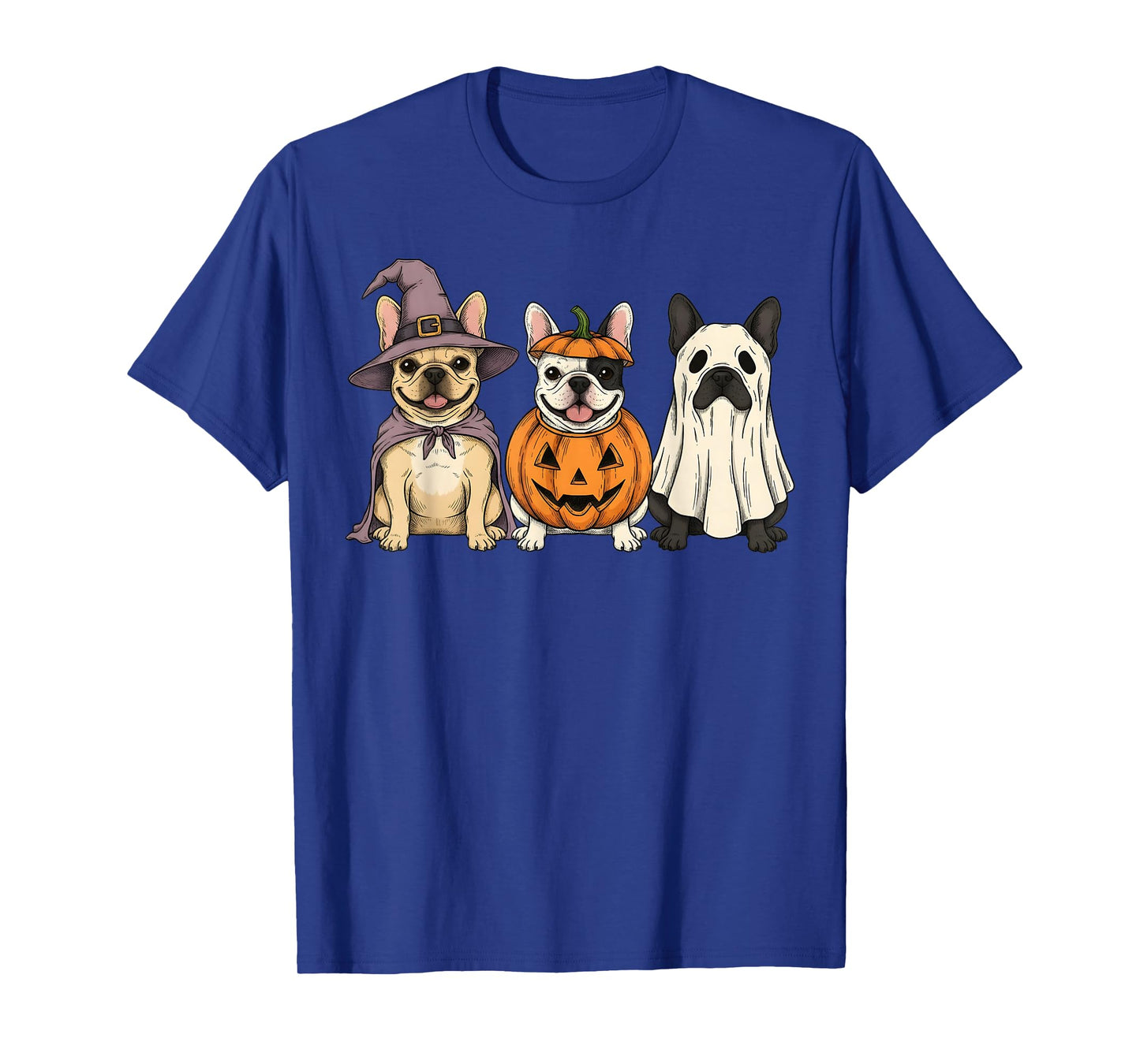 Spooky Ghost French Bulldog Pumpkin Halloween Dog Lover T-Shirt