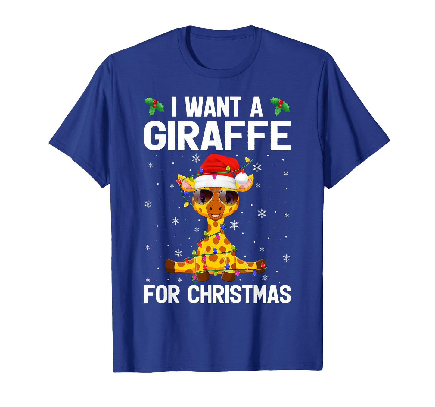I Want A Giraffe for Christmas Cute Giraffe Xmas Boys Girls T-Shirt