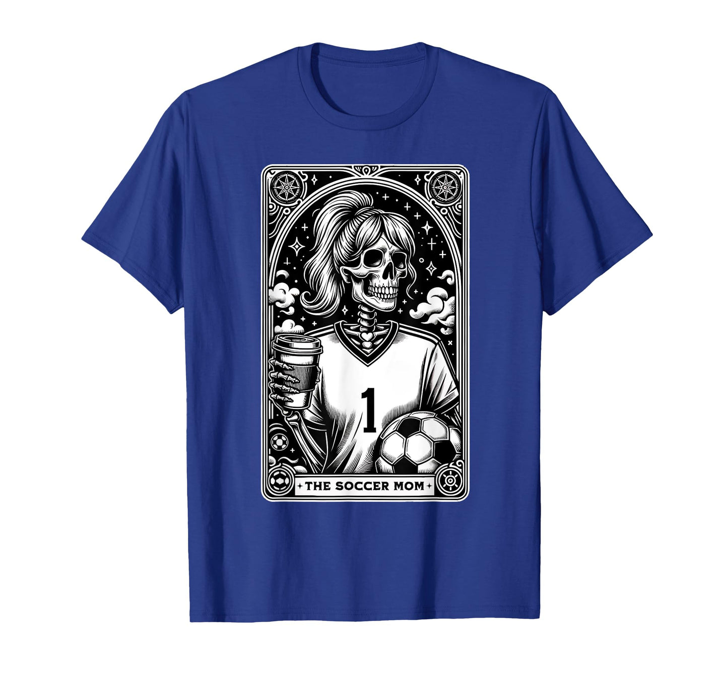 Funny Soccer Mom Skeleton Tarot Card Vintage Halloween T-Shirt