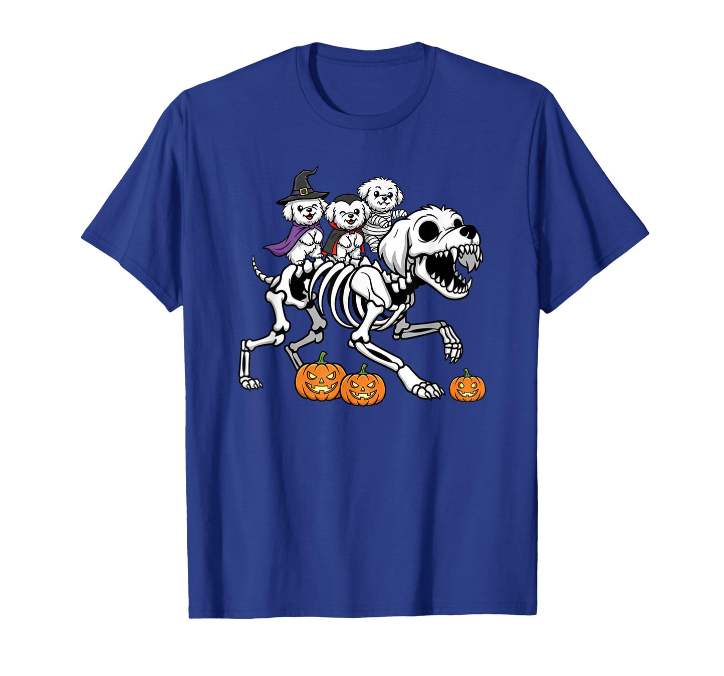 Funny Maltese Skeleton Mummy Witch Halloween Kid Mens Womens T-Shirt