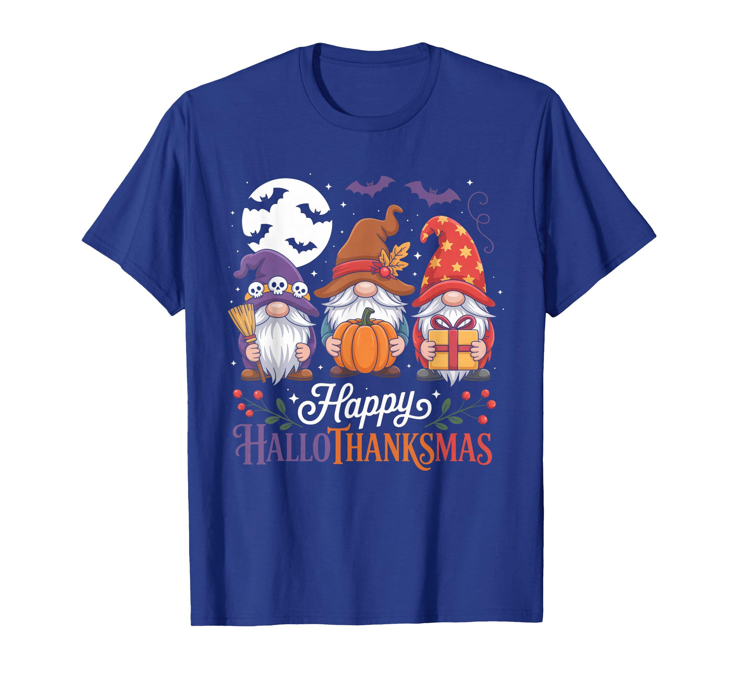 Halloween Thanksgiving Christmas Happy HalloThanksMas Gnomes T-Shirt
