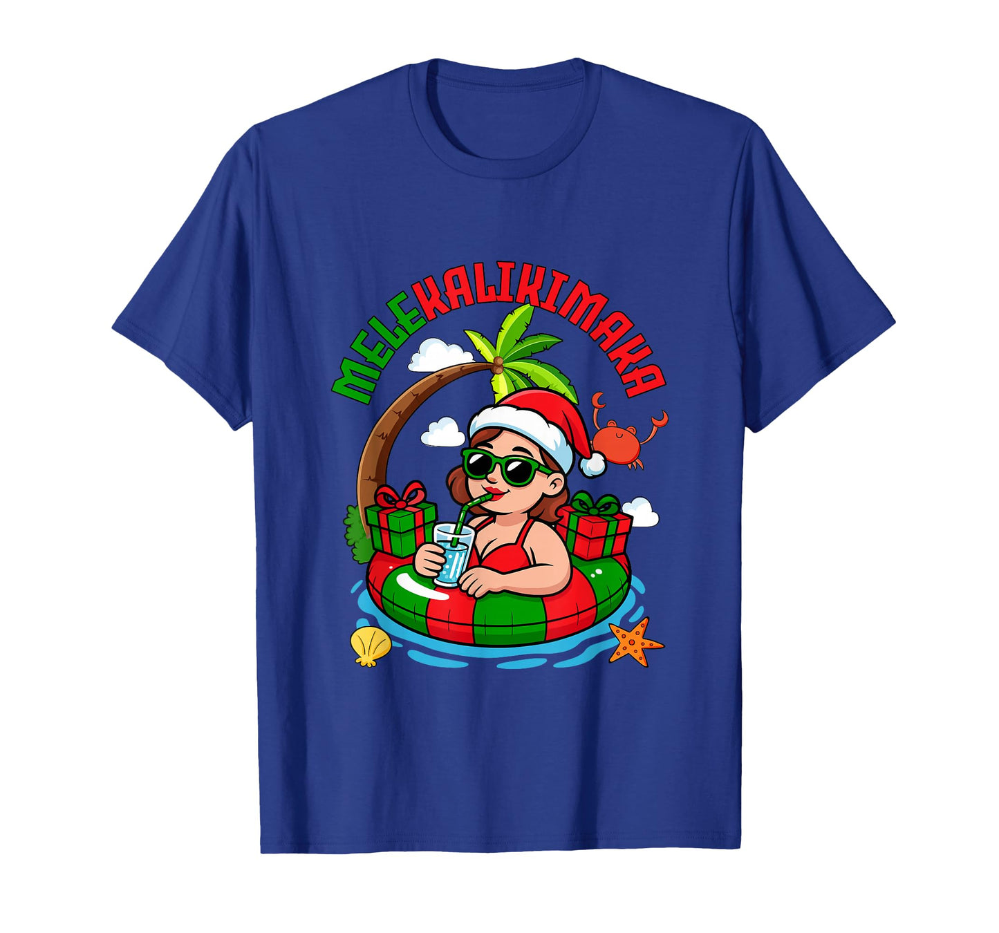 Mele Kalikimaka Christmas Santa Hawaiian Women Relaxing T-Shirt