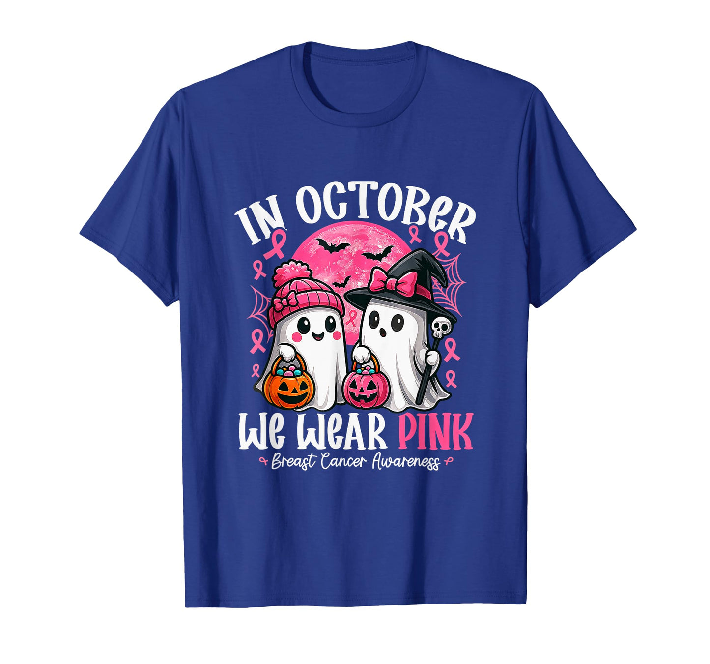We Wear Pink Ghost Witch Breast Cancer Awareness T-Shirt
