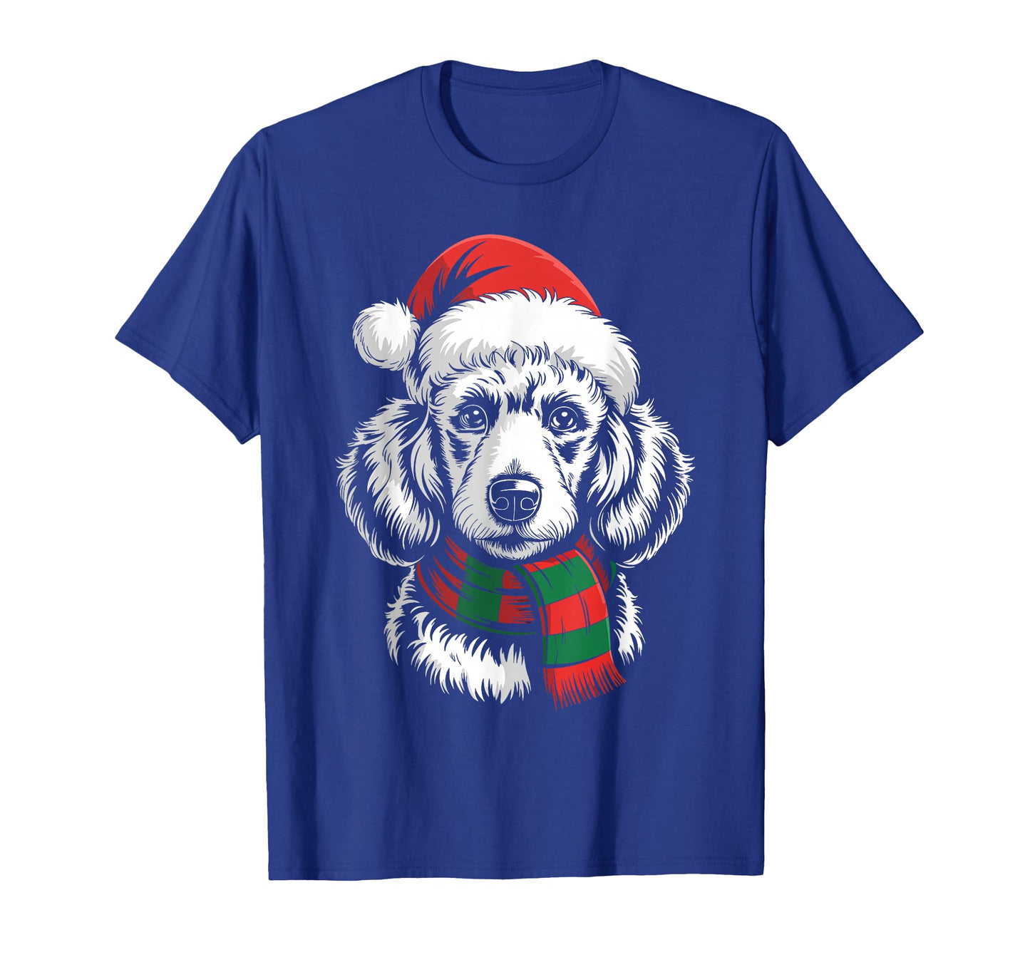 Poodle Dog Xmas Santa Hat Scarf Christmas Costume T-Shirt