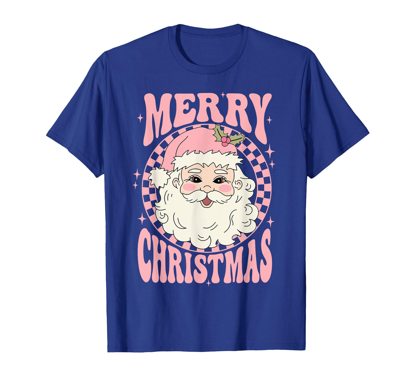 Merry Christmas Pink Santa Claus Retro Vintage T-Shirt