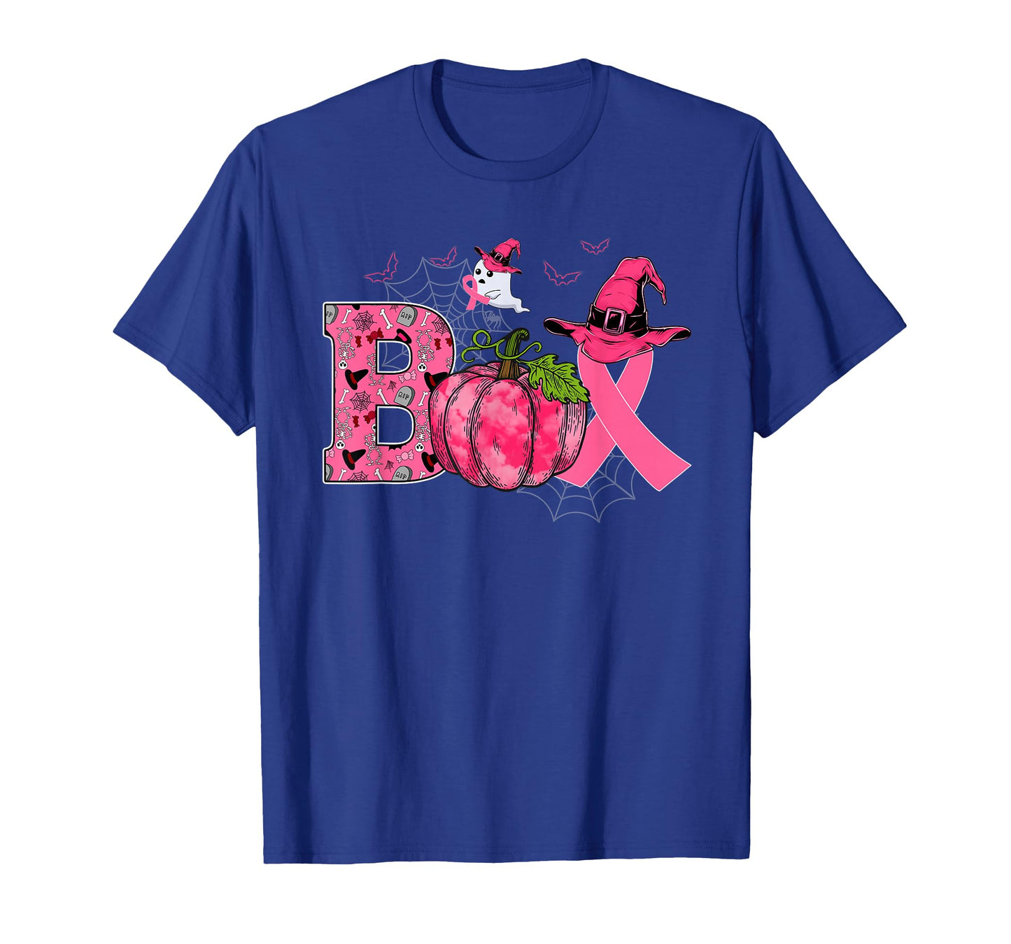 Boo Breast Cancer Pink Ribbon Ghost Witch Pumpkin Halloween T-Shirt