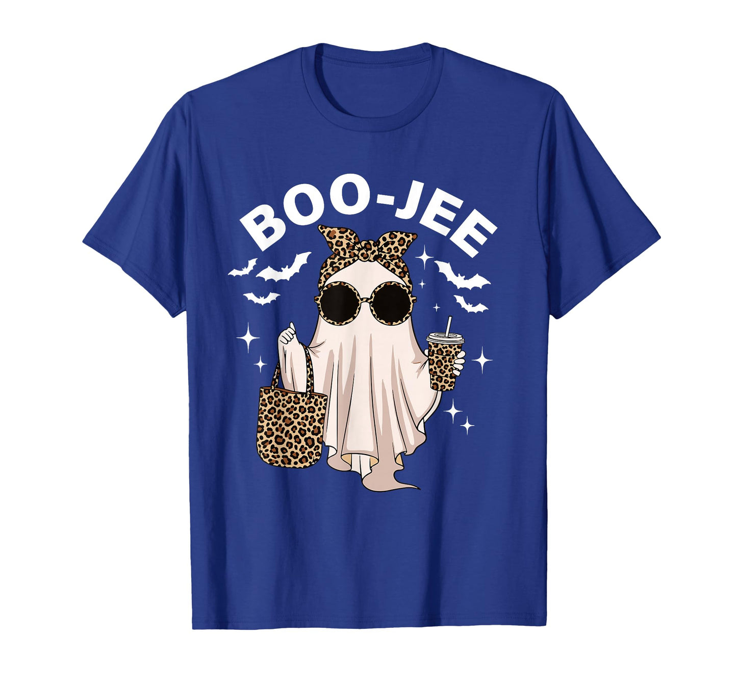 Coquette Leopard Ghost Coffee Boo-JEE Halloween Boujee Ghost T-Shirt