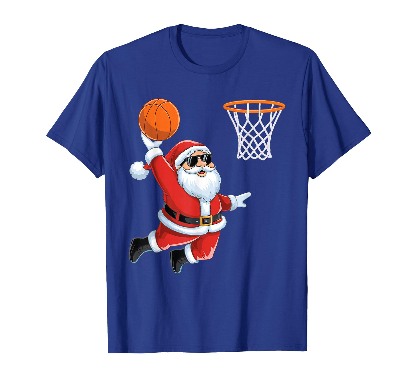 Christmas Santa Claus Dunking A Basketball Kids Boys Xmas T-Shirt