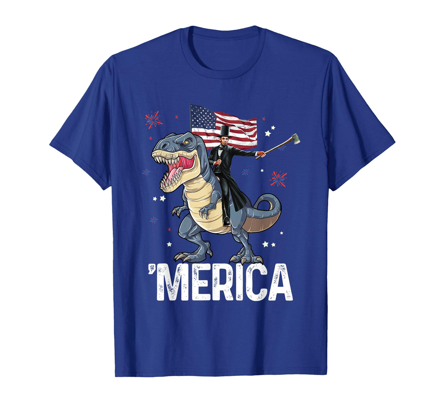 American President Lincoln T-Rex Dinosaur Flag Patriotic T-Shirt