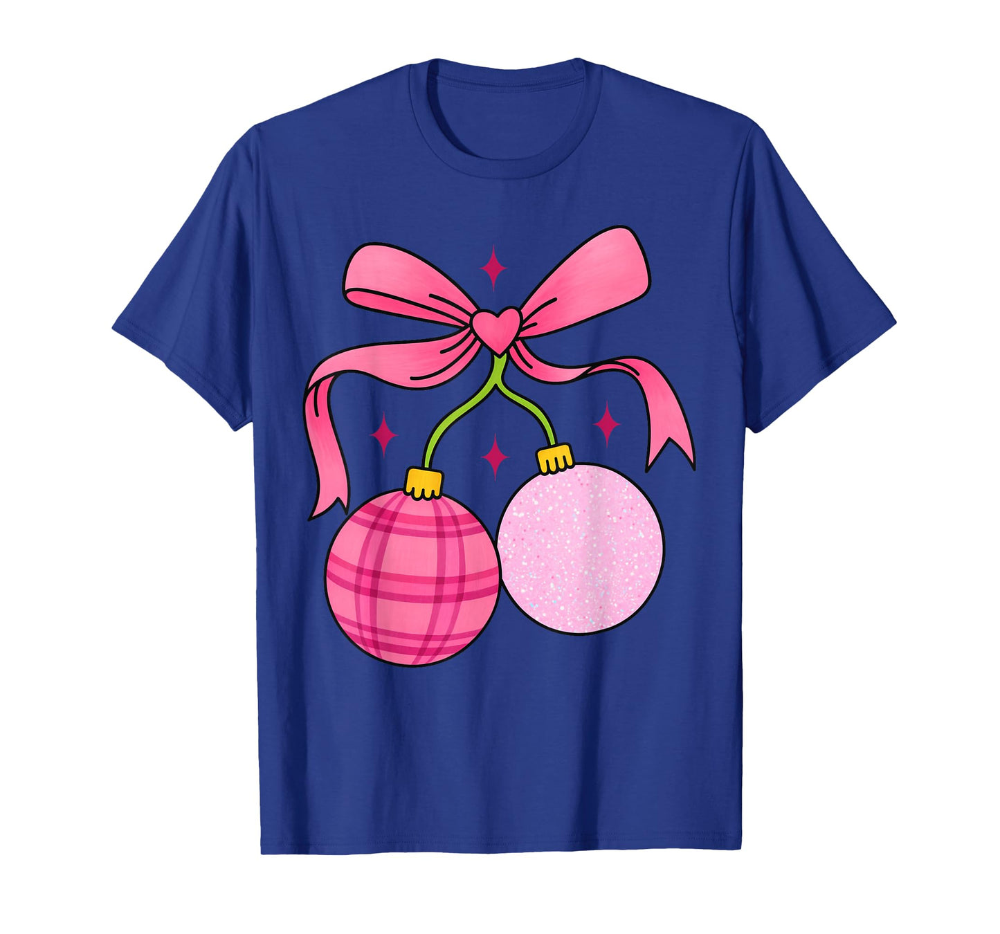 Cute Christmas Girls Tree Women Bow Cherry Holiday Santa T-Shirt
