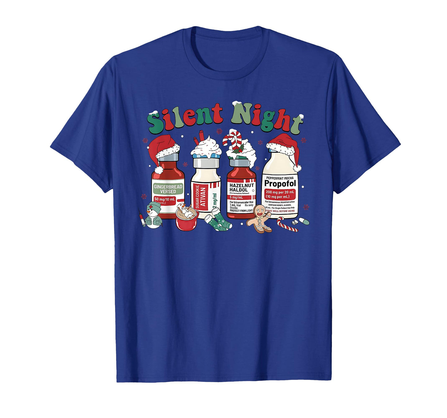 Retro Propofol Silent Night ICU Nurses Funny Merry Christmas T-Shirt