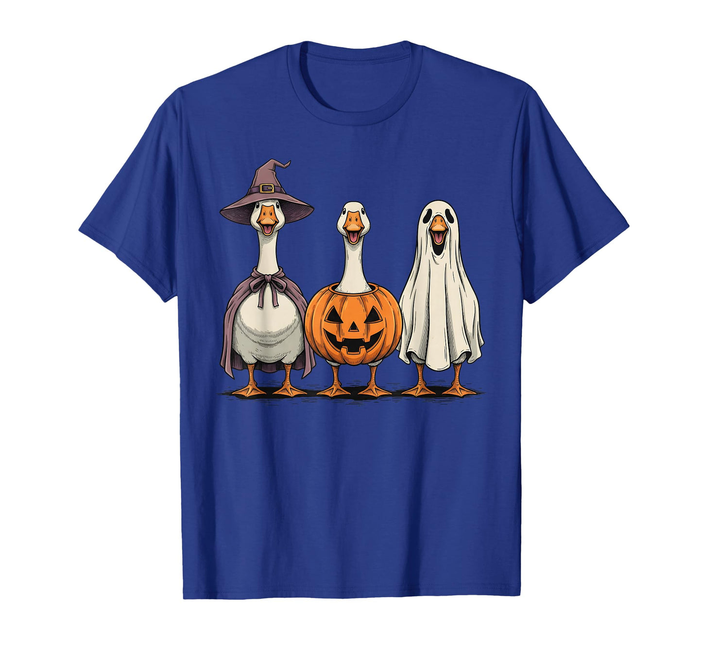 Spooky Goose Ghost Pumpkin Halloween Farm Animal T-Shirt