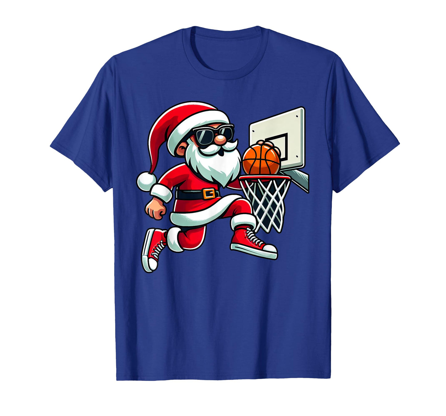 Christmas Santa Claus Dunking A Basketball Boys Kids Xmas T-Shirt