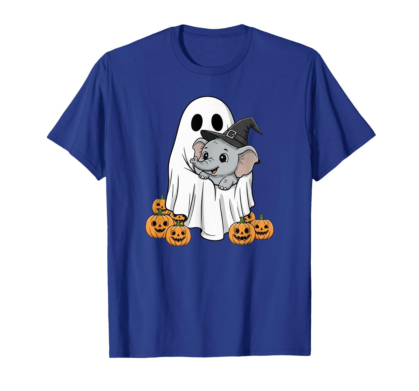 Funny Ghost Elephant Pumpkin Halloween Kids Mens Womens T-Shirt