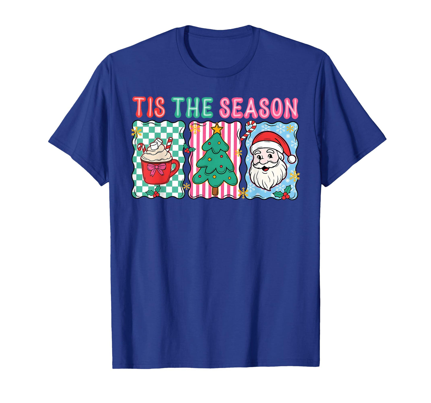 Preppy Hot Cocoa Santa Claus Christmas Tree Tis' The Season T-Shirt