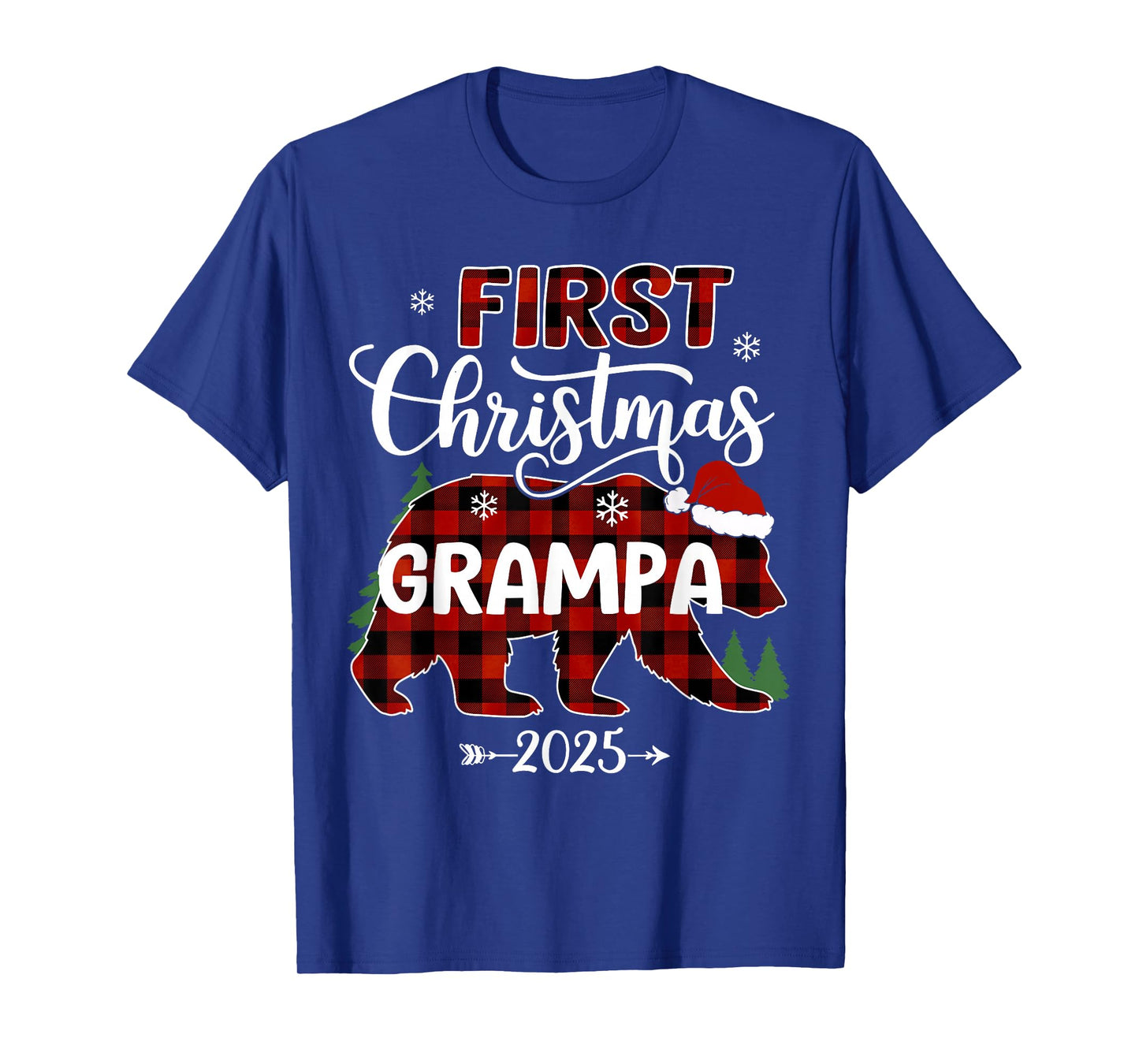 Pregnancy First Christmas Grampa Red Plaid Bear Santa 2025 T-Shirt