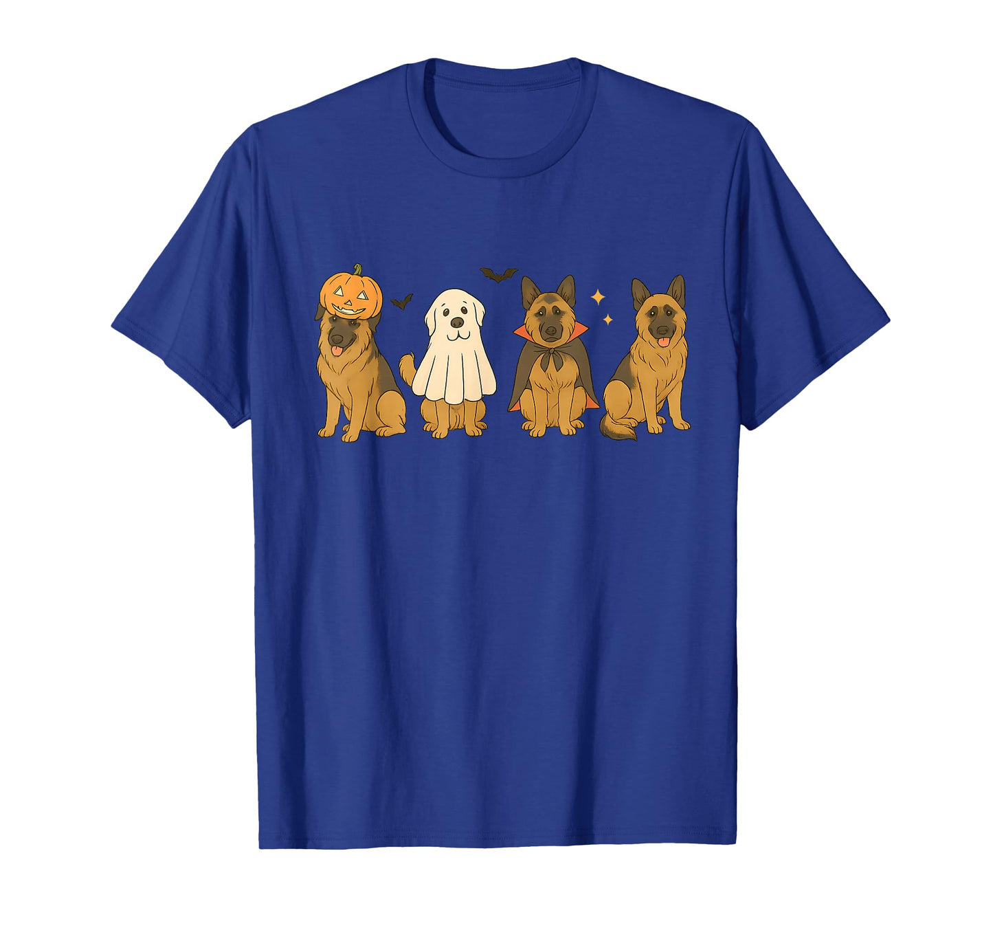 Retro Germand Shepherd Witch Scary Halloween Pumpkin T-Shirt