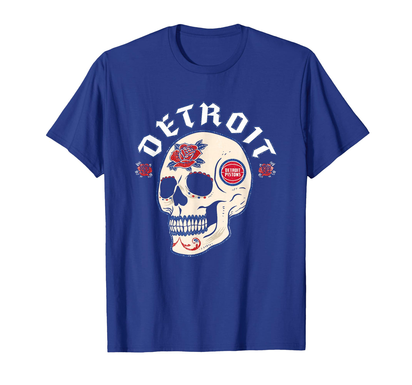 NBA Detroit Pistons Halloween Floral Skull T-Shirt
