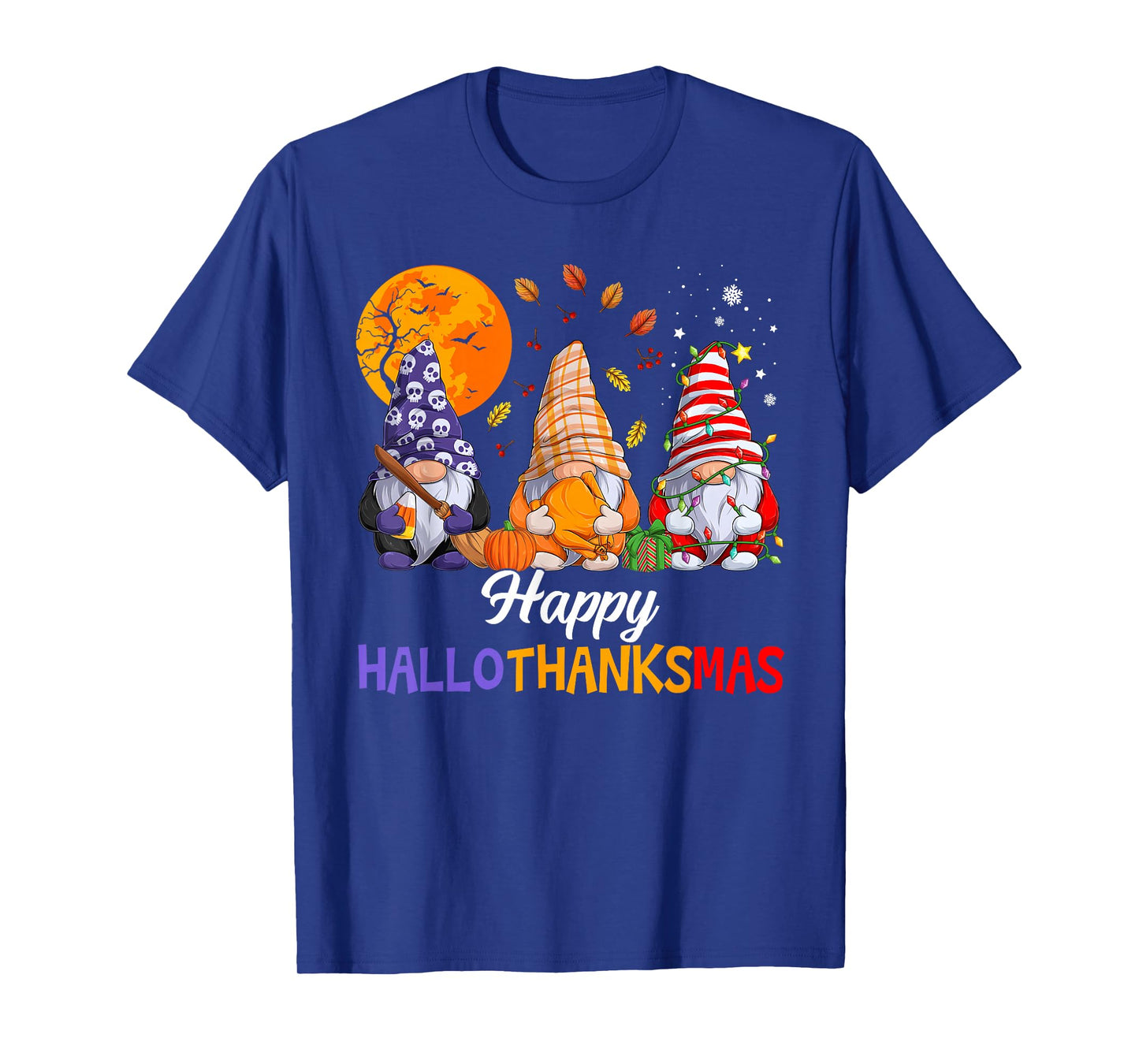 Happy Hallothanksmas Gnomes Lover Halloween Merry Christmas T-Shirt