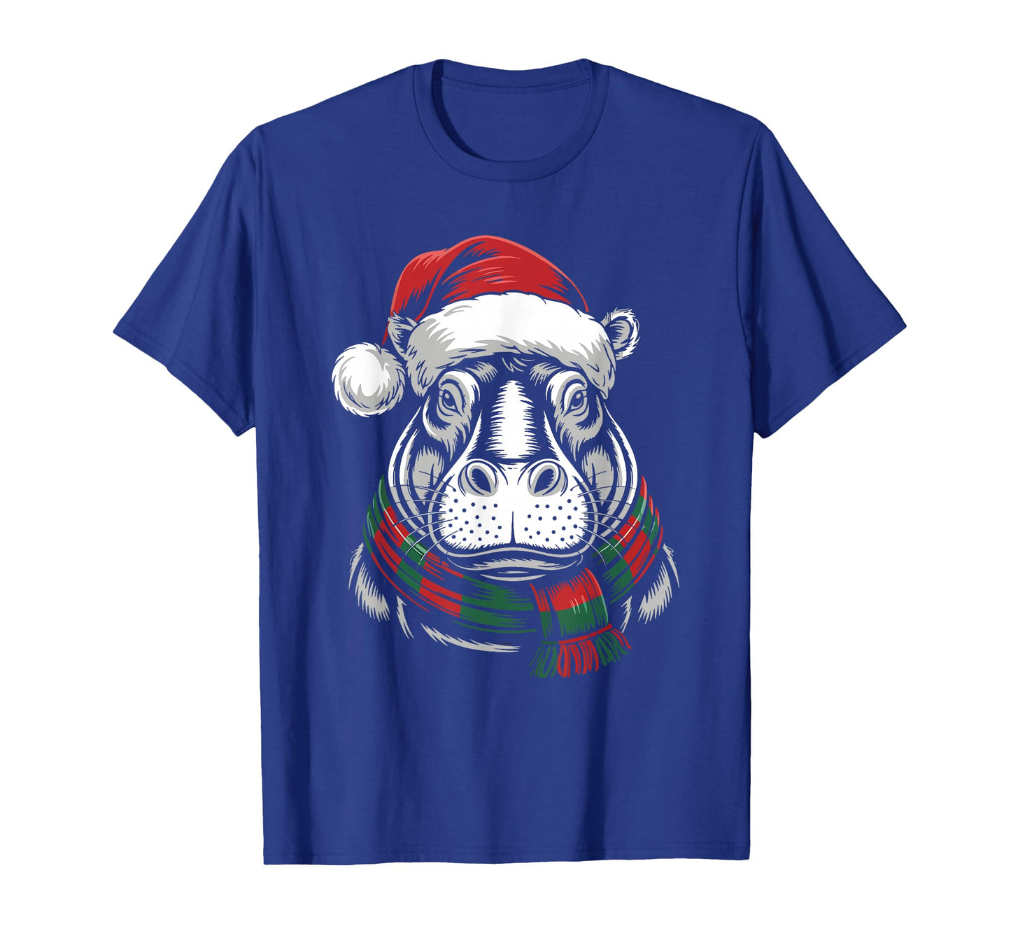Hippo Xmas Santa Hat Scarf Christmas Costume T-Shirt