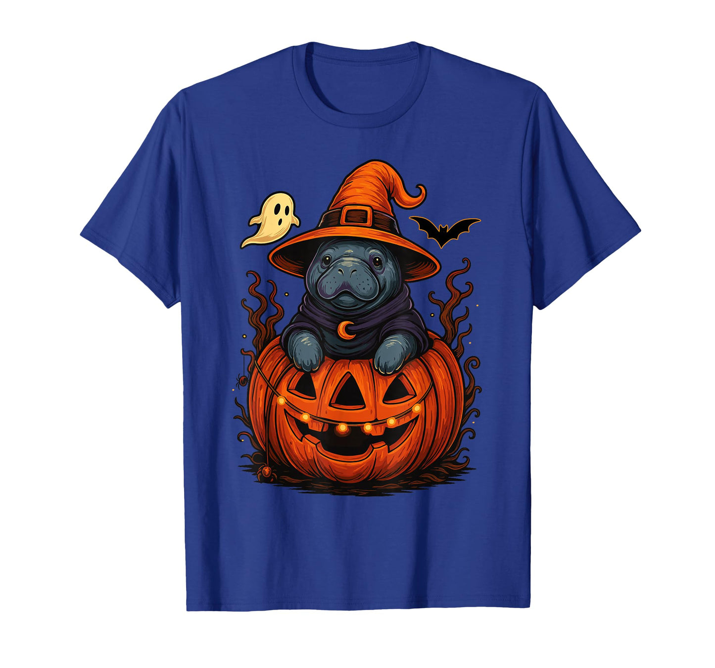 Manatee Witch Hat Pumpkin Halloween Spooky Season T-Shirt