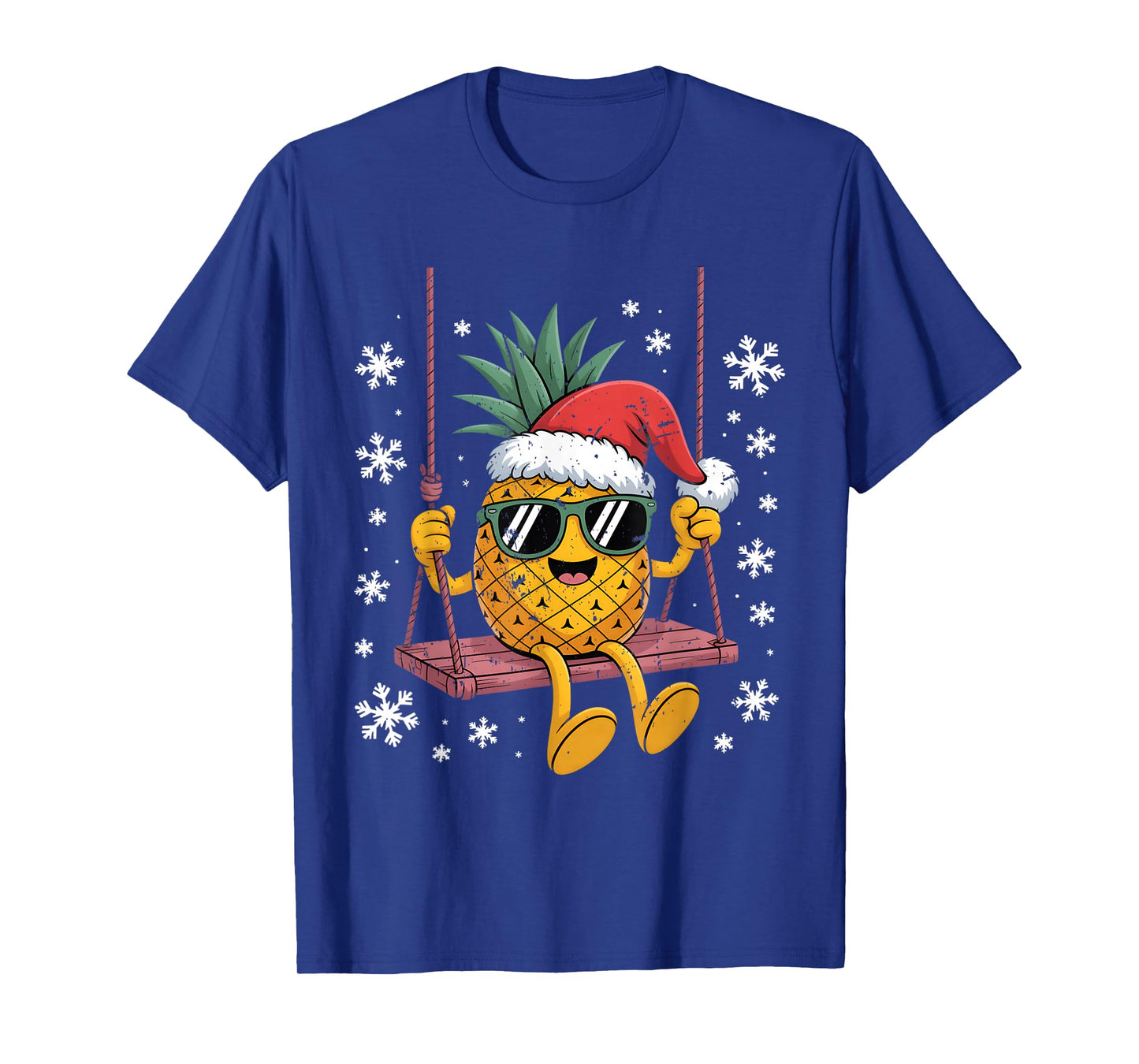 Swinging Pineapple Cartoon Santa Hat Christmas Kids Women T-Shirt
