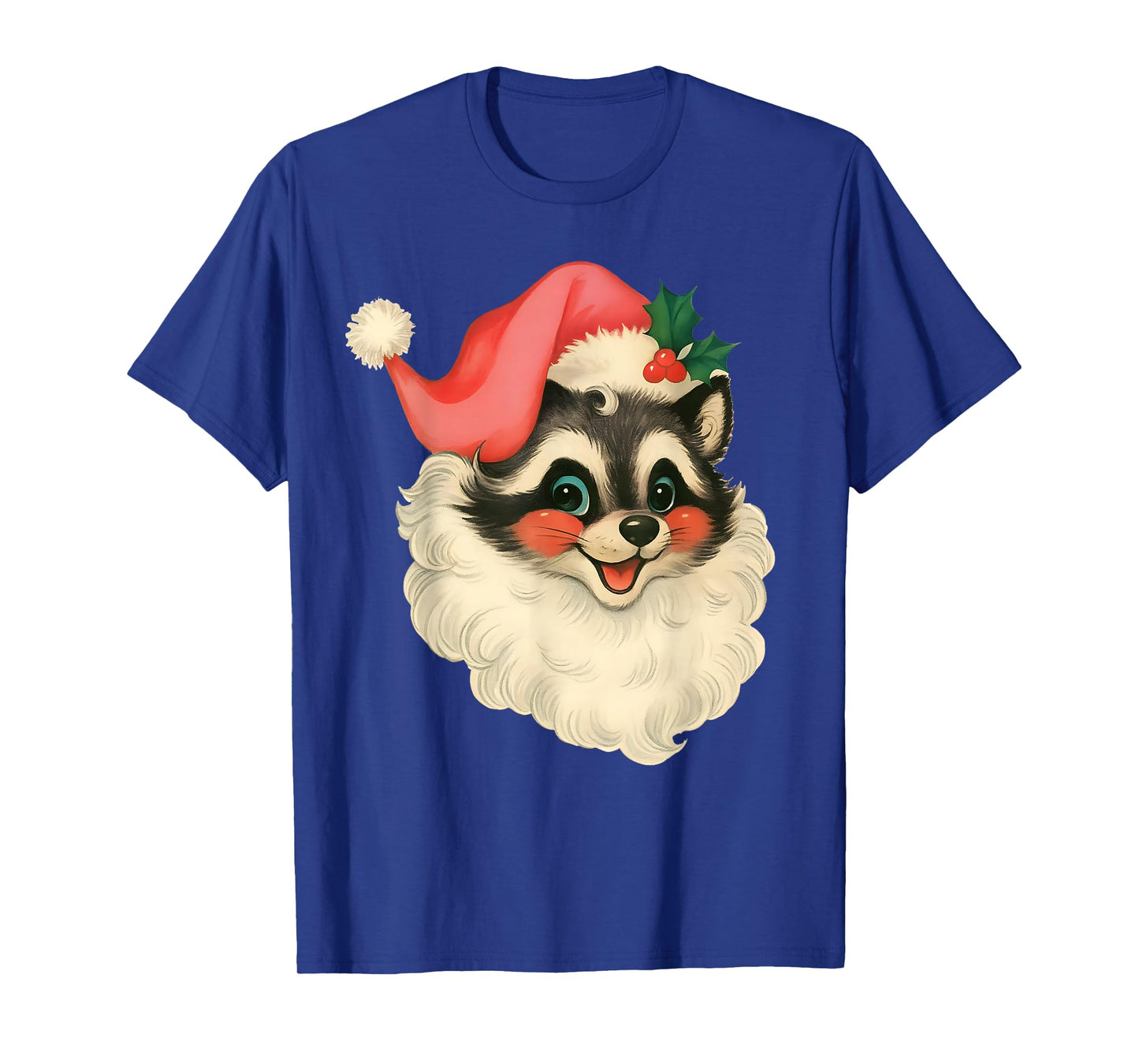 Pink Christmas Raccoon Funny Vintage Pink Santa Raccoon T-Shirt