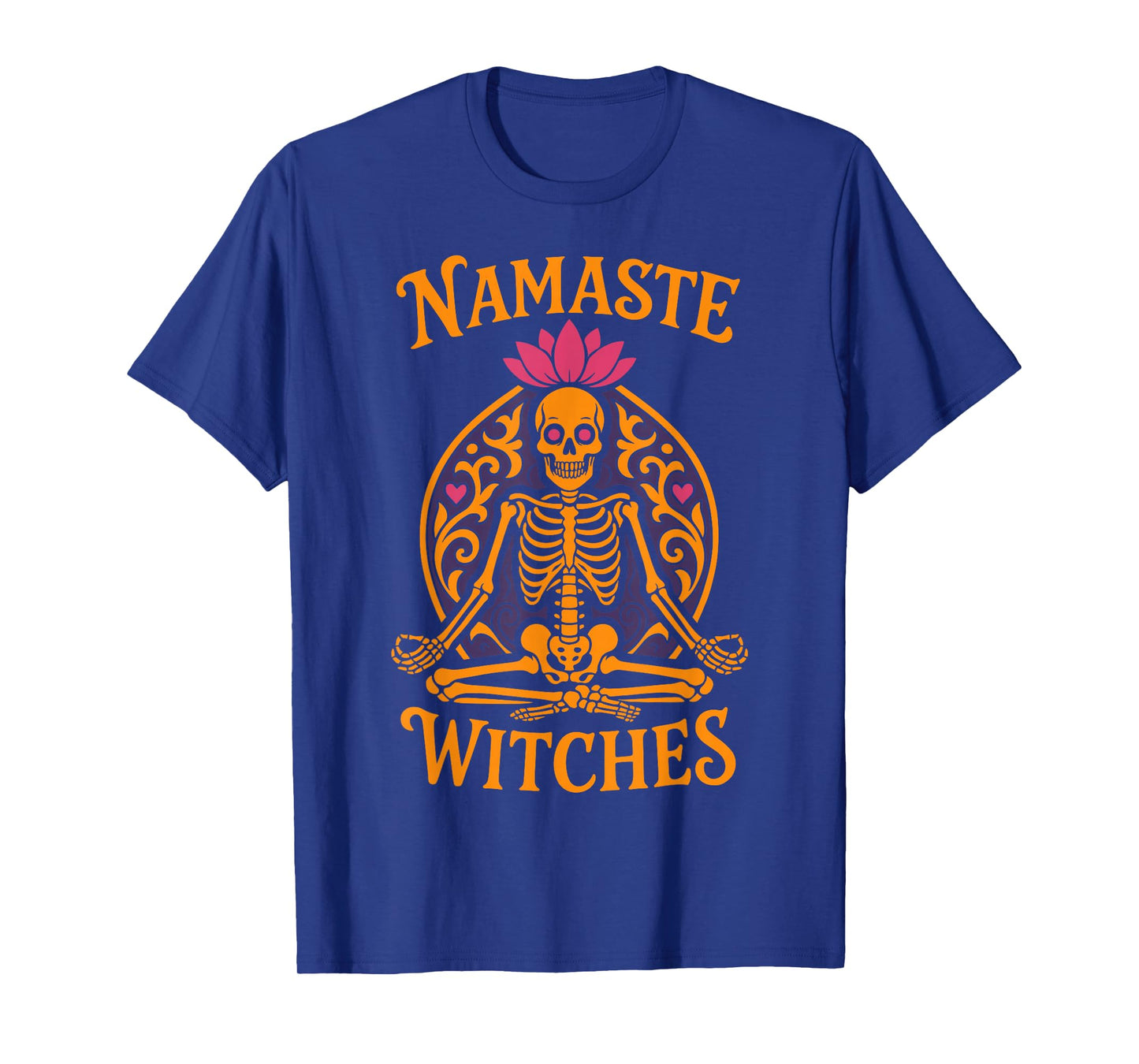 Namaste Witches Halloween Yoga Men Women Retro Skeleton T-Shirt