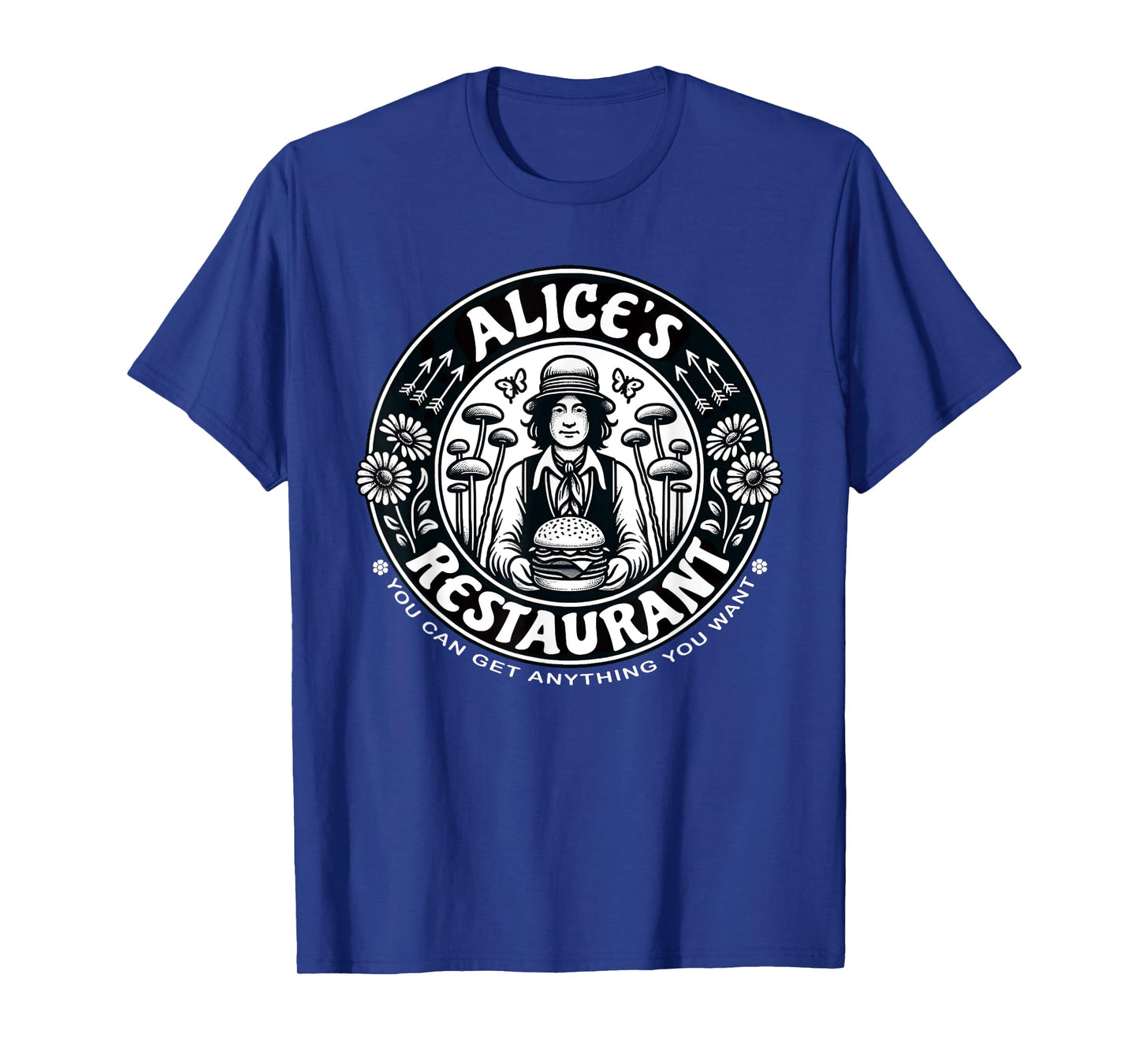 Alice's Restaurant Mushroom Hamburger Man Graphic T-Shirt